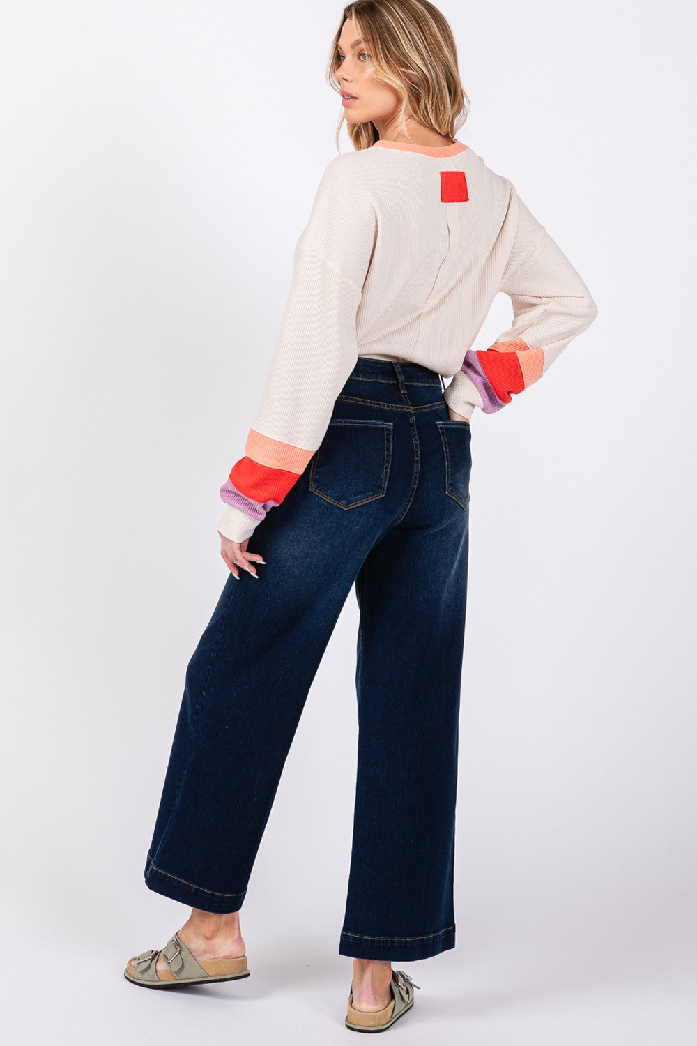 SAGE + FIG High Waist Wide Leg Jeans-BOTTOMS SIZES SMALL MEDIUM LARGE-[Adult]-[Female]-2022 Online Blue Zone Planet