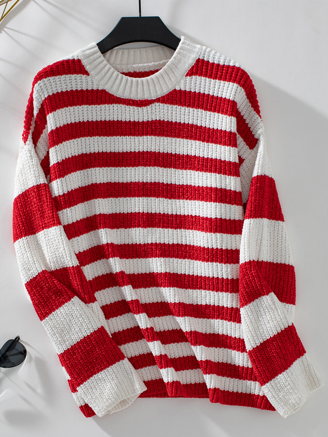 Striped Round Neck Long Sleeve Sweater-TOPS / DRESSES-[Adult]-[Female]-2022 Online Blue Zone Planet