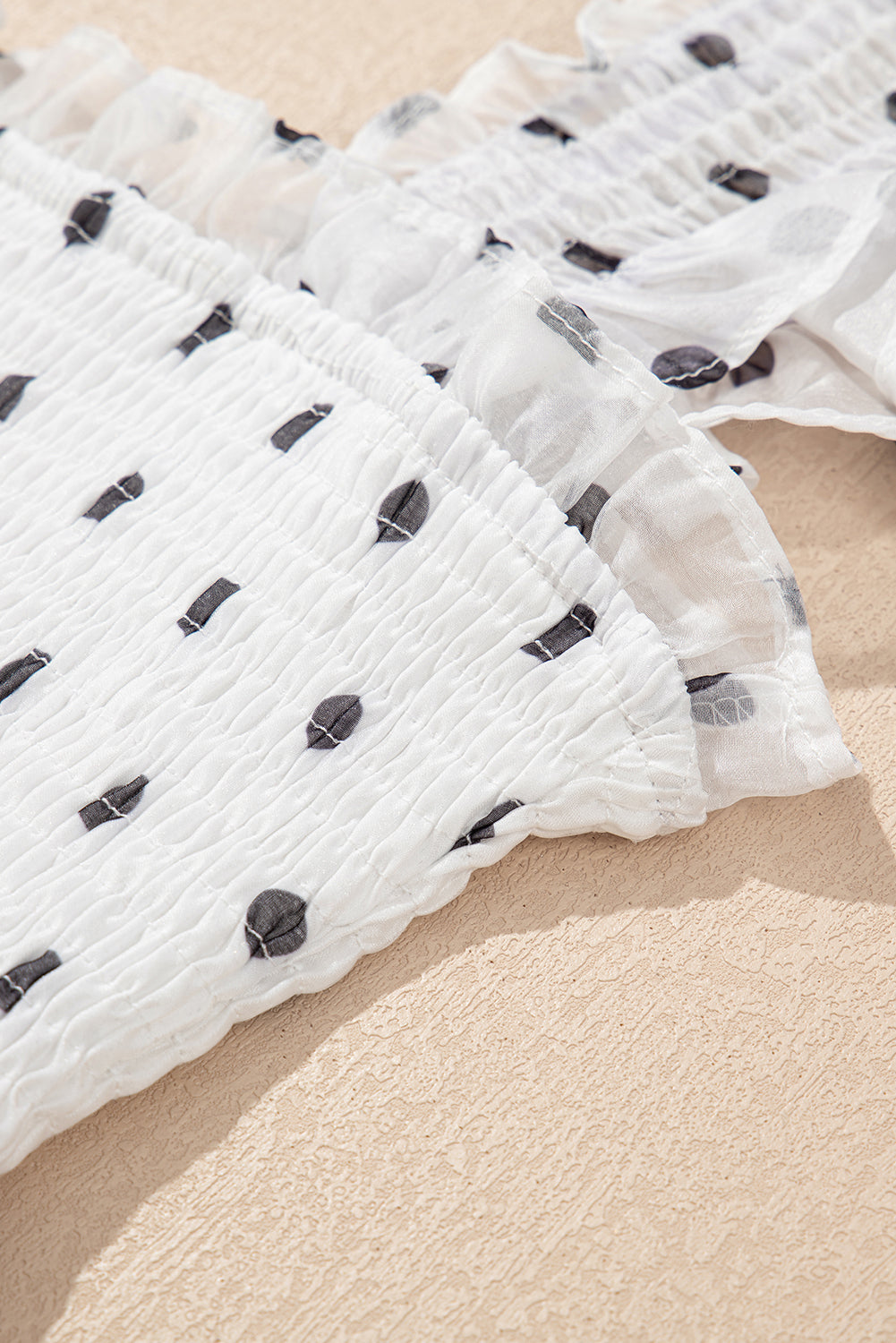 White Polka Dot Flutter Sleeve Square Neck Smocked Maxi Dress-Dresses/Maxi Dresses-[Adult]-[Female]-2022 Online Blue Zone Planet