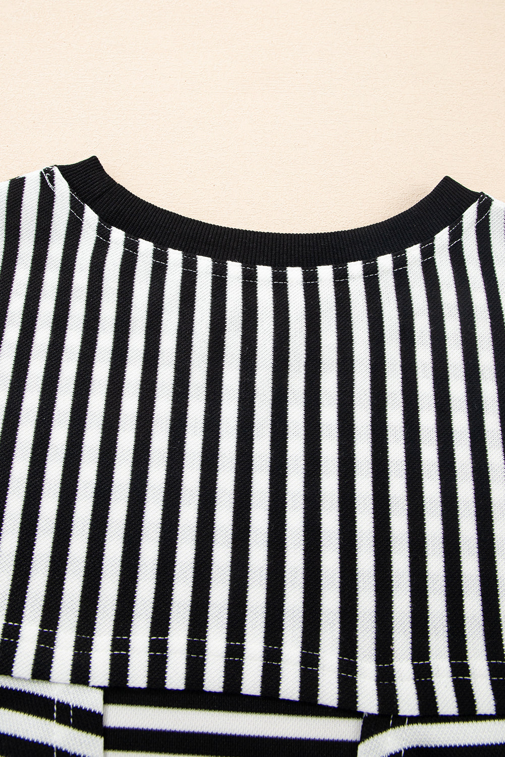 Black Stripe Bowknot Cutout Back Drop Shoulder Wide Bracelet Sleeve Loose Tee-Bracelet-[Adult]-[Female]-2022 Online Blue Zone Planet