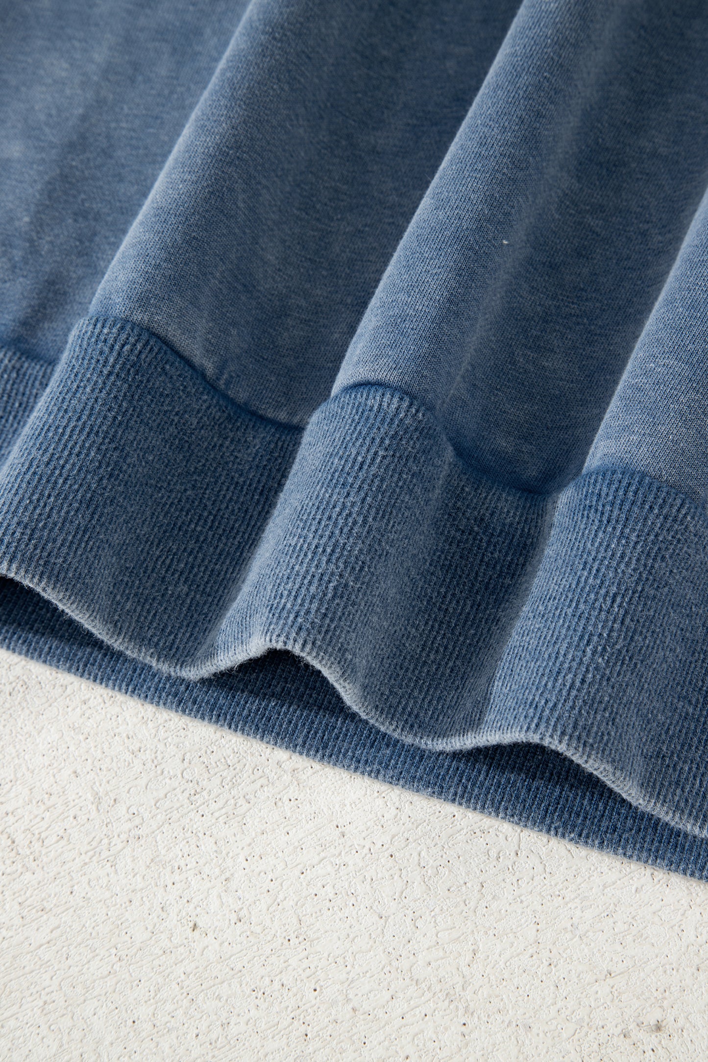 Sail Blue Lace Patchwork Detail Notched Neck Mineral Wash Baggy Sweatshirt-Tops/Sweatshirts & Hoodies-[Adult]-[Female]-2022 Online Blue Zone Planet