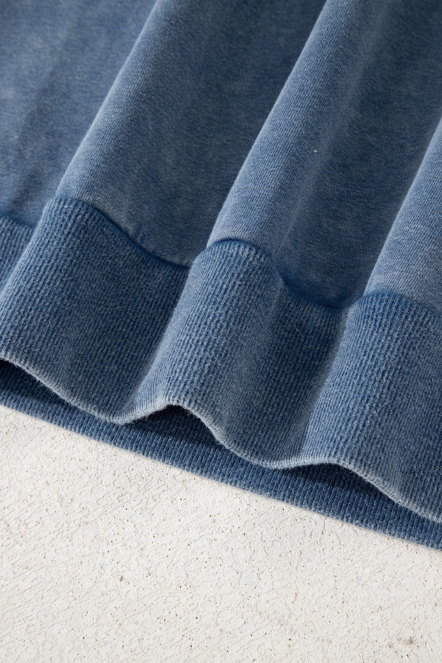 Sail Blue Lace Patchwork Detail Notched Neck Mineral Wash Baggy Sweatshirt-Tops/Sweatshirts & Hoodies-[Adult]-[Female]-2022 Online Blue Zone Planet