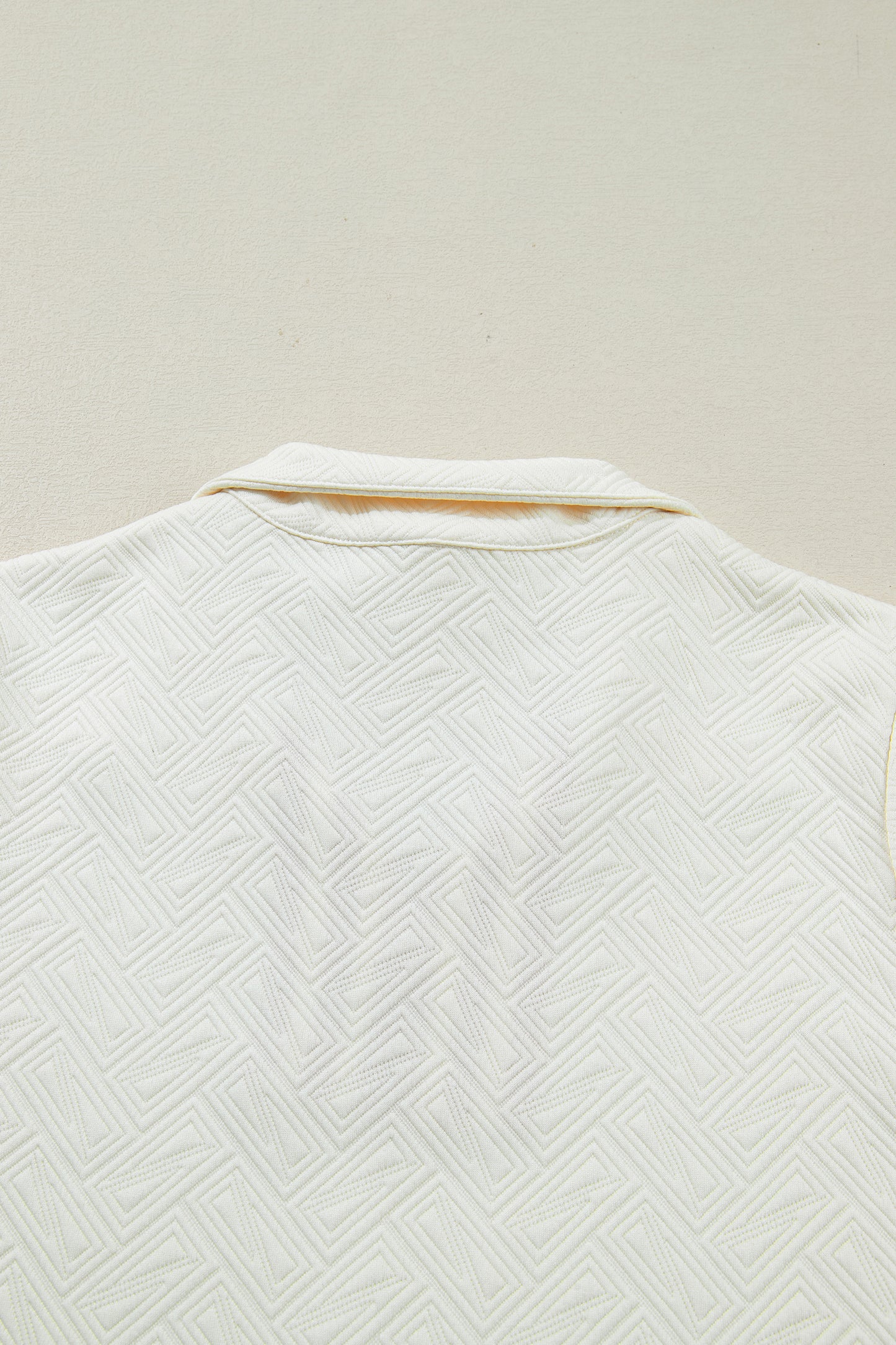 White Textured Knit Contrast Striped Accent Zipped Collar Pullover Top-Tops/Long Sleeve Tops-[Adult]-[Female]-2022 Online Blue Zone Planet