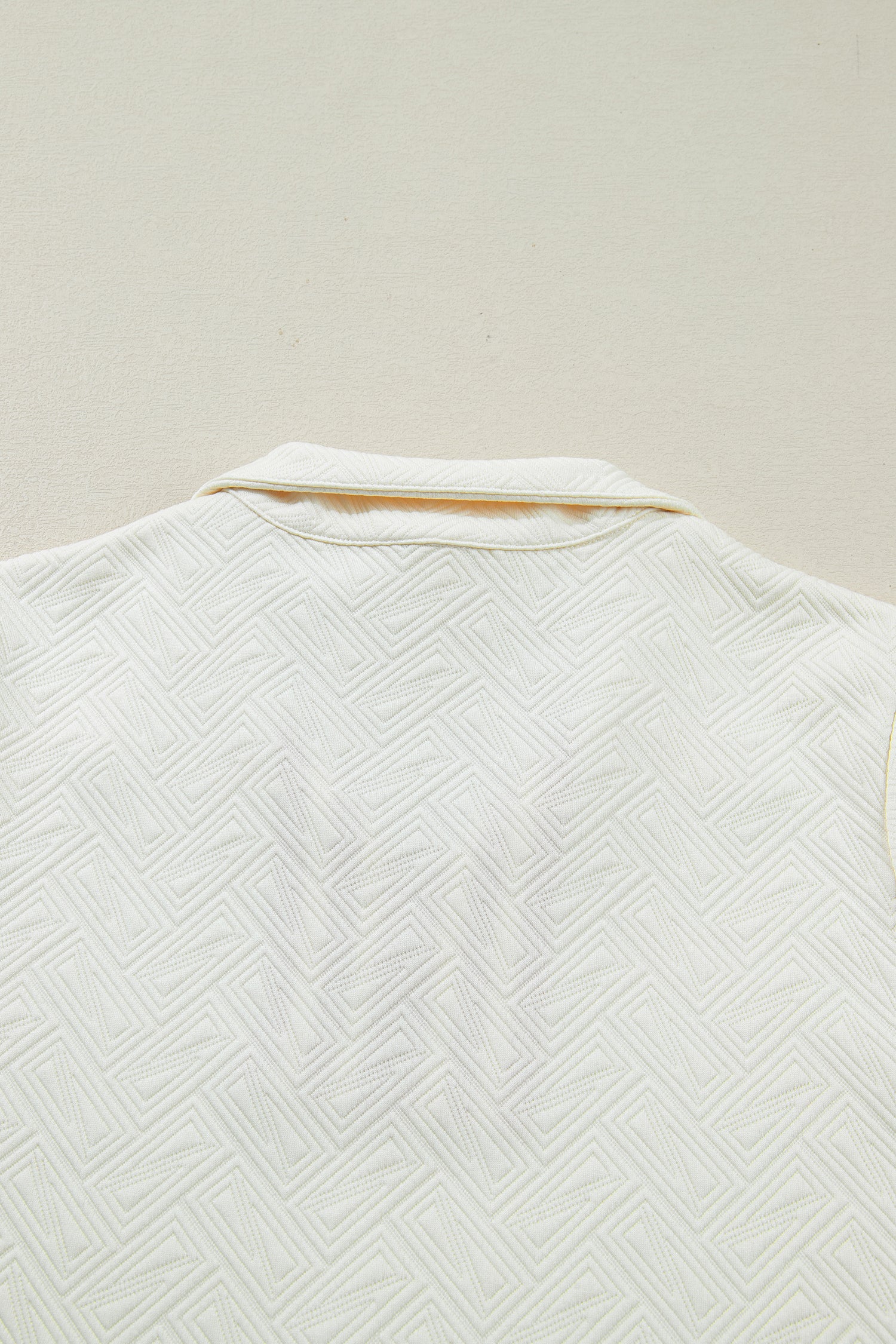 White Textured Knit Contrast Striped Accent Zipped Collar Pullover Top-Tops/Long Sleeve Tops-[Adult]-[Female]-2022 Online Blue Zone Planet