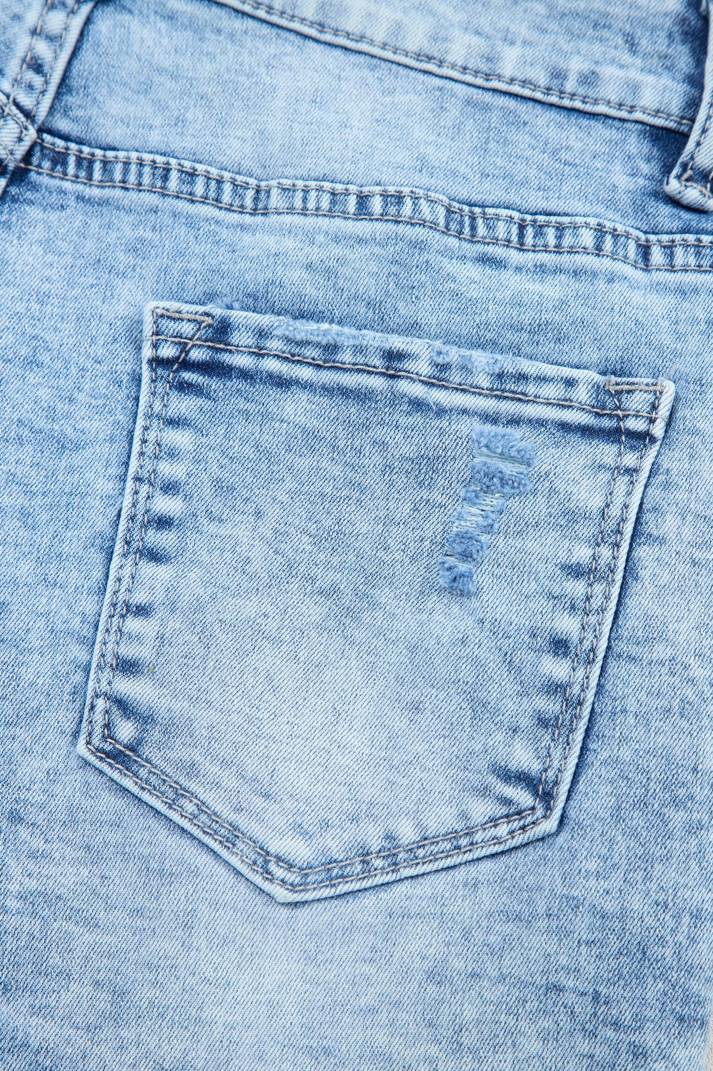 Beau Blue Distressed Acid Wash Denim Hot Shorts-Bottoms/Denim Shorts-[Adult]-[Female]-2022 Online Blue Zone Planet