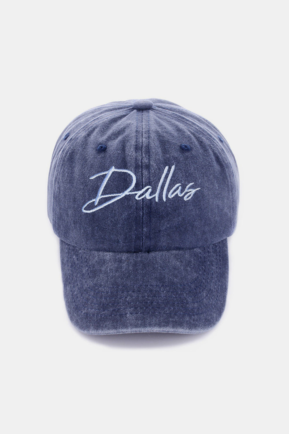 Zenana Washed DALLAS Embroidered Baseball Cap-BASEBALL HATS-[Adult]-[Female]-Dallas Navy-One Size-2022 Online Blue Zone Planet