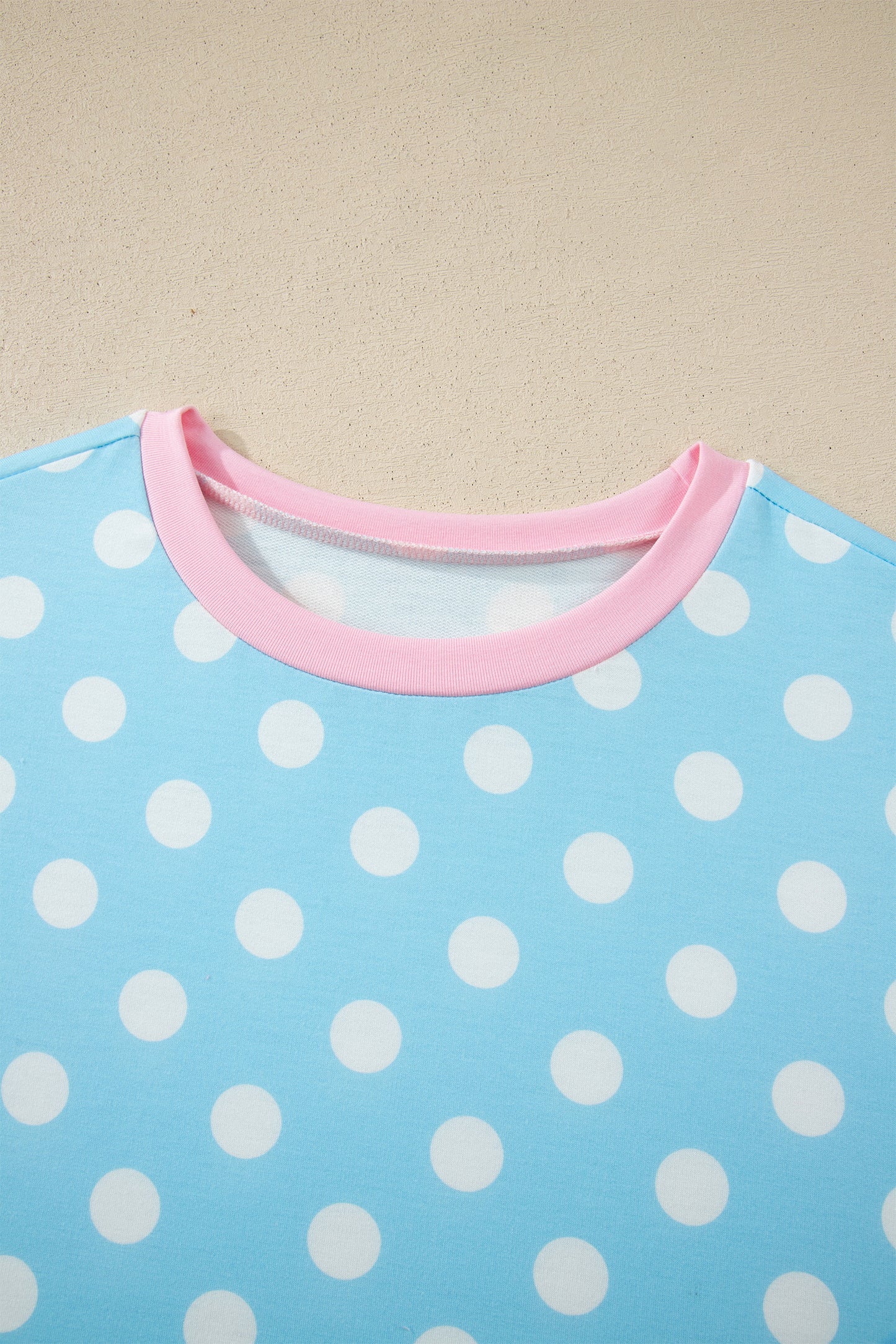 Sky Blue Polka Dot Short Sleeve Top and Pants Set-Two Piece Sets/Pant Sets-[Adult]-[Female]-2022 Online Blue Zone Planet
