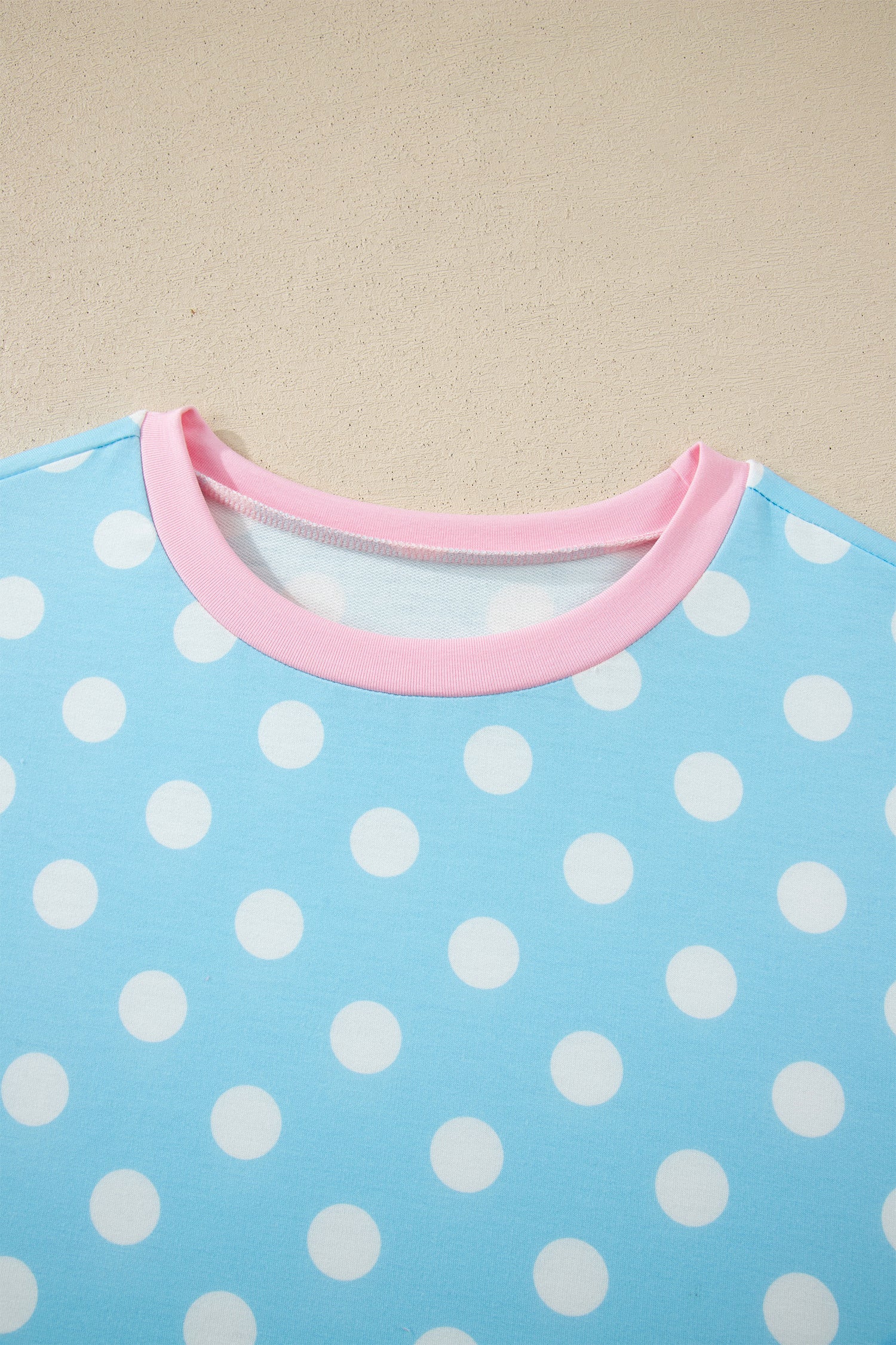 Sky Blue Polka Dot Short Sleeve Top and Pants Set-Two Piece Sets/Pant Sets-[Adult]-[Female]-2022 Online Blue Zone Planet