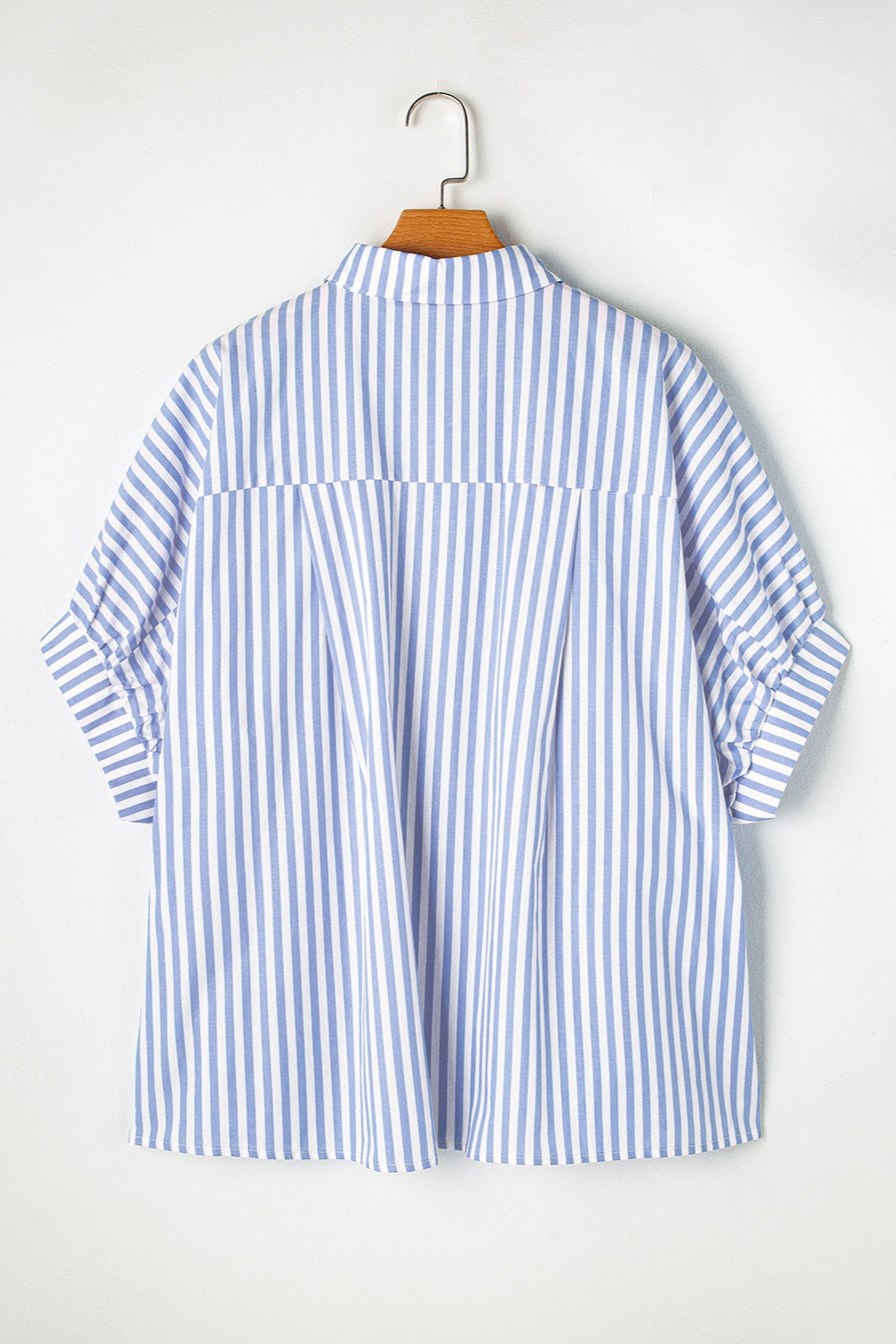 Striped Collared Neck Half Sleeve Shirt-TOPS / DRESSES-[Adult]-[Female]-2022 Online Blue Zone Planet