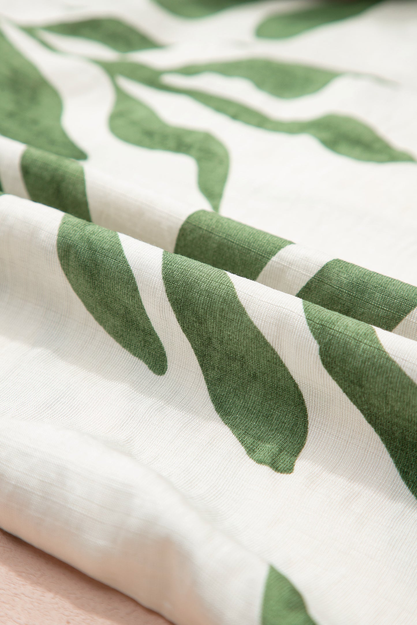 Green Leaf Print Short Balloon Sleeve Shirt-Tops/Blouses & Shirts-[Adult]-[Female]-2022 Online Blue Zone Planet