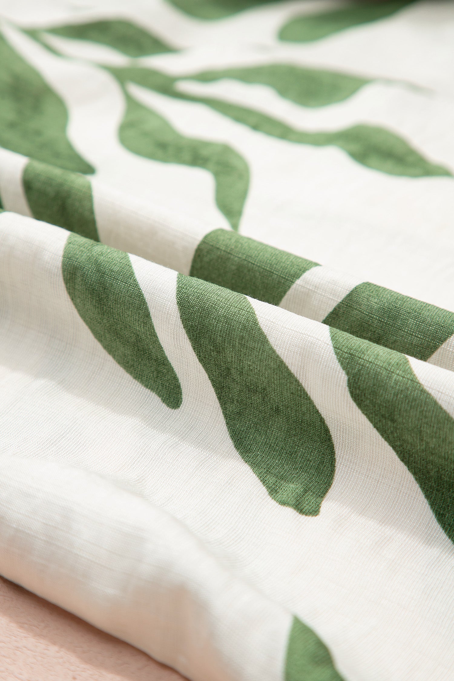 Green Leaf Print Short Balloon Sleeve Shirt-Tops/Blouses & Shirts-[Adult]-[Female]-2022 Online Blue Zone Planet