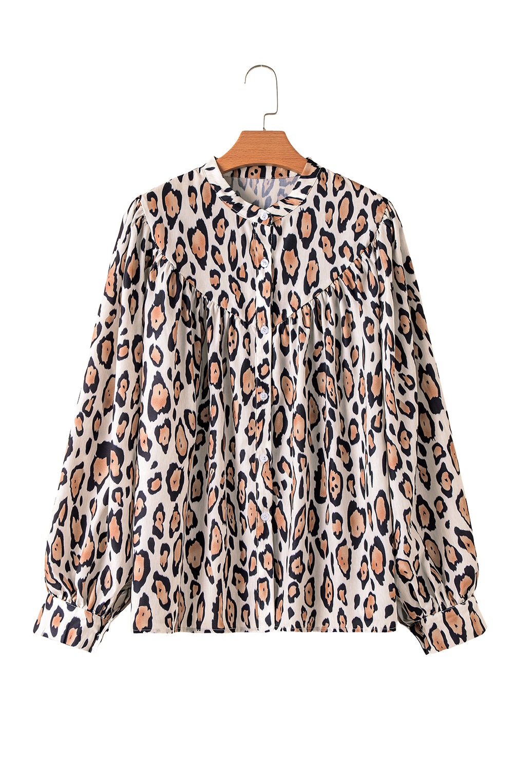Blue Zone Planet | Jet Stream Oversized Leopard Print Balloon Sleeve Casual Shirt-Tops/Blouses & Shirts-[Adult]-[Female]-2022 Online Blue Zone Planet