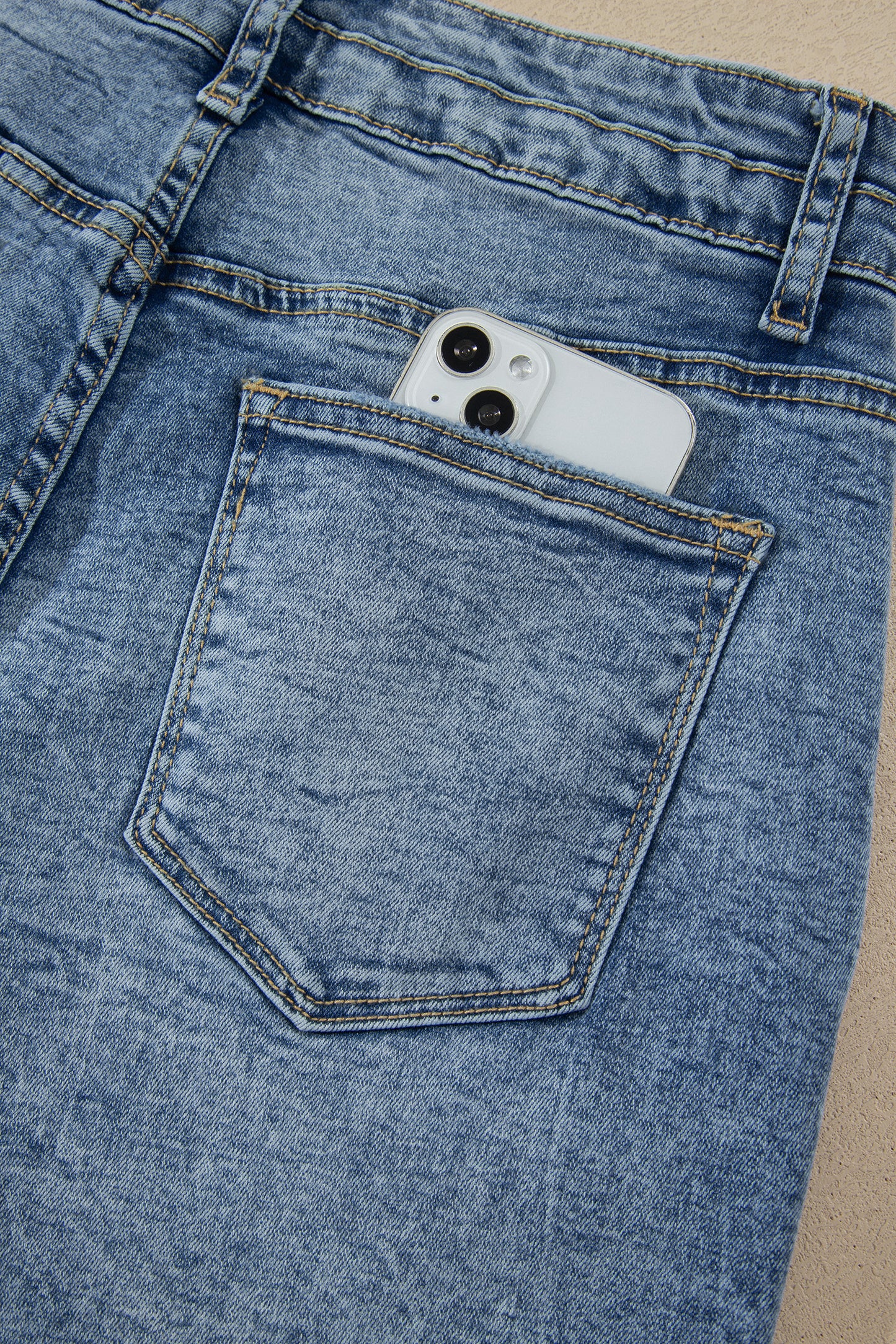 Beau Blue Acid Wash Pocket Detail Flare Jeans-Bottoms/Jeans-[Adult]-[Female]-2022 Online Blue Zone Planet