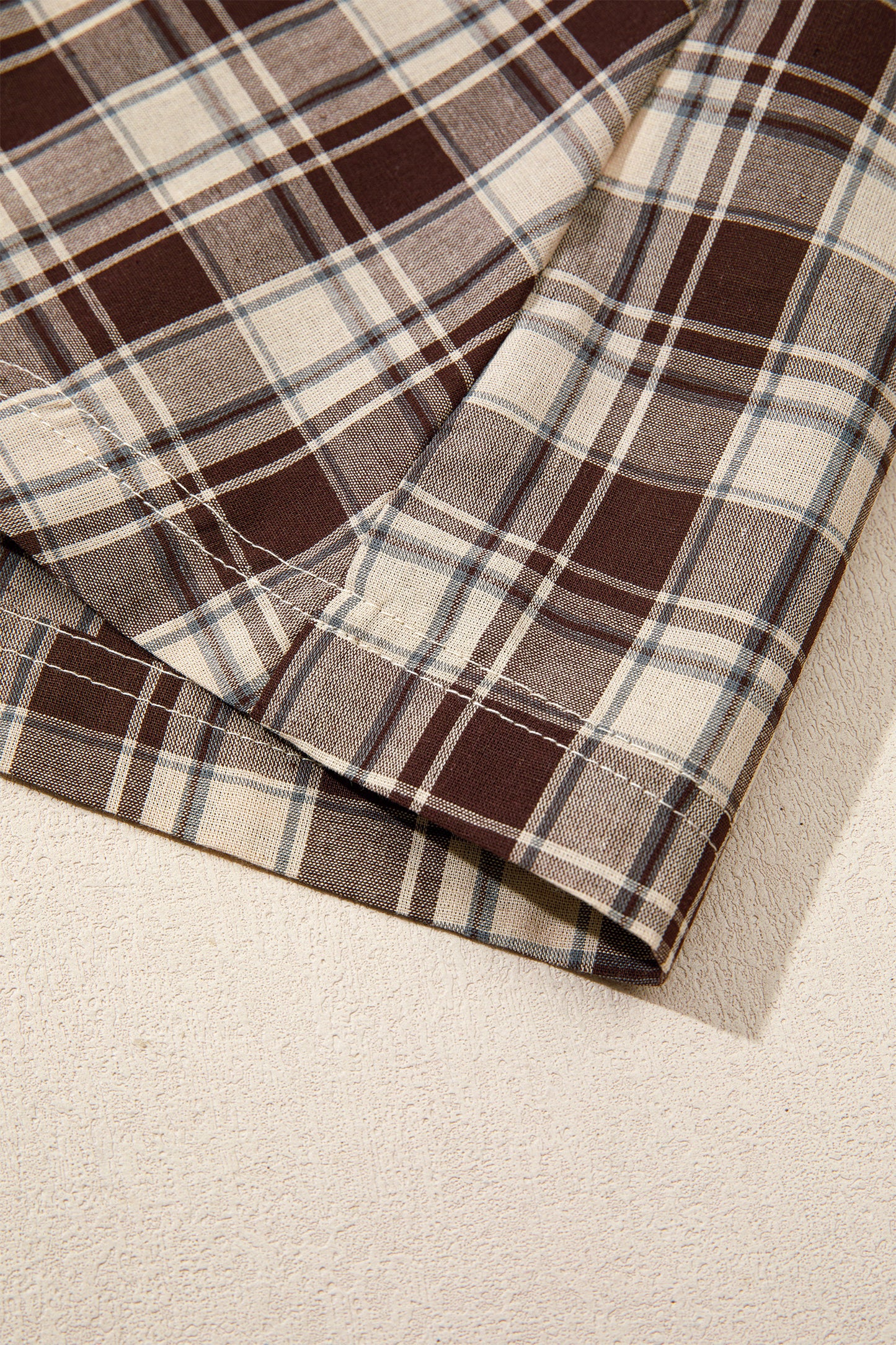 Brown Plaid Long Sleeve Short Shift Mini Dress-TOPS / DRESSES-[Adult]-[Female]-2022 Online Blue Zone Planet