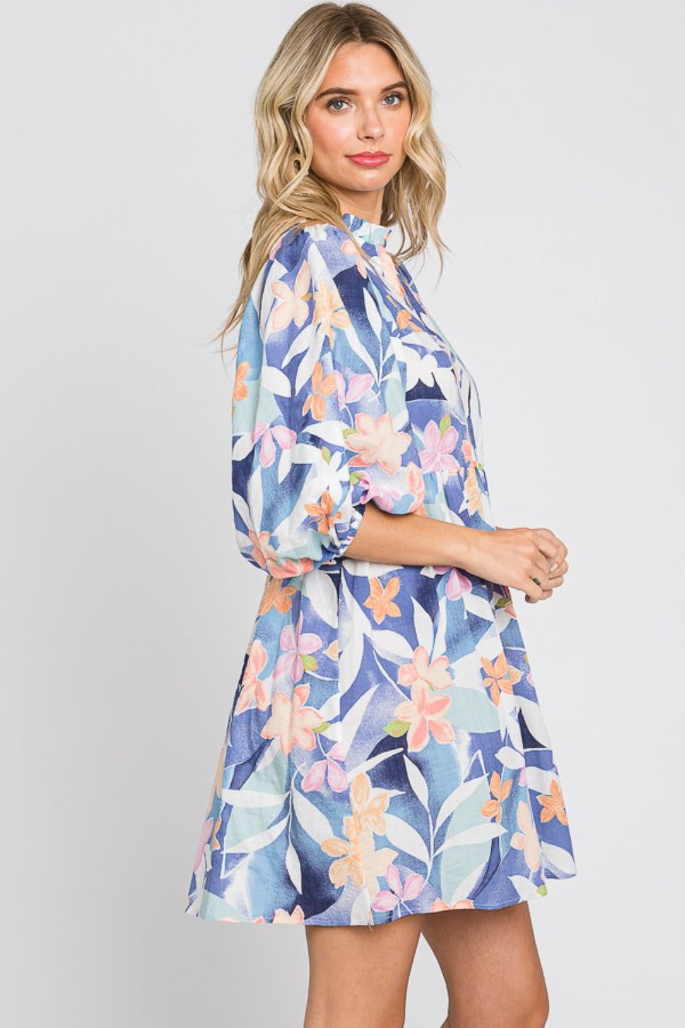 Blue Zone Planet |  GeeGee Floral Print Mini Dress BLUE ZONE PLANET