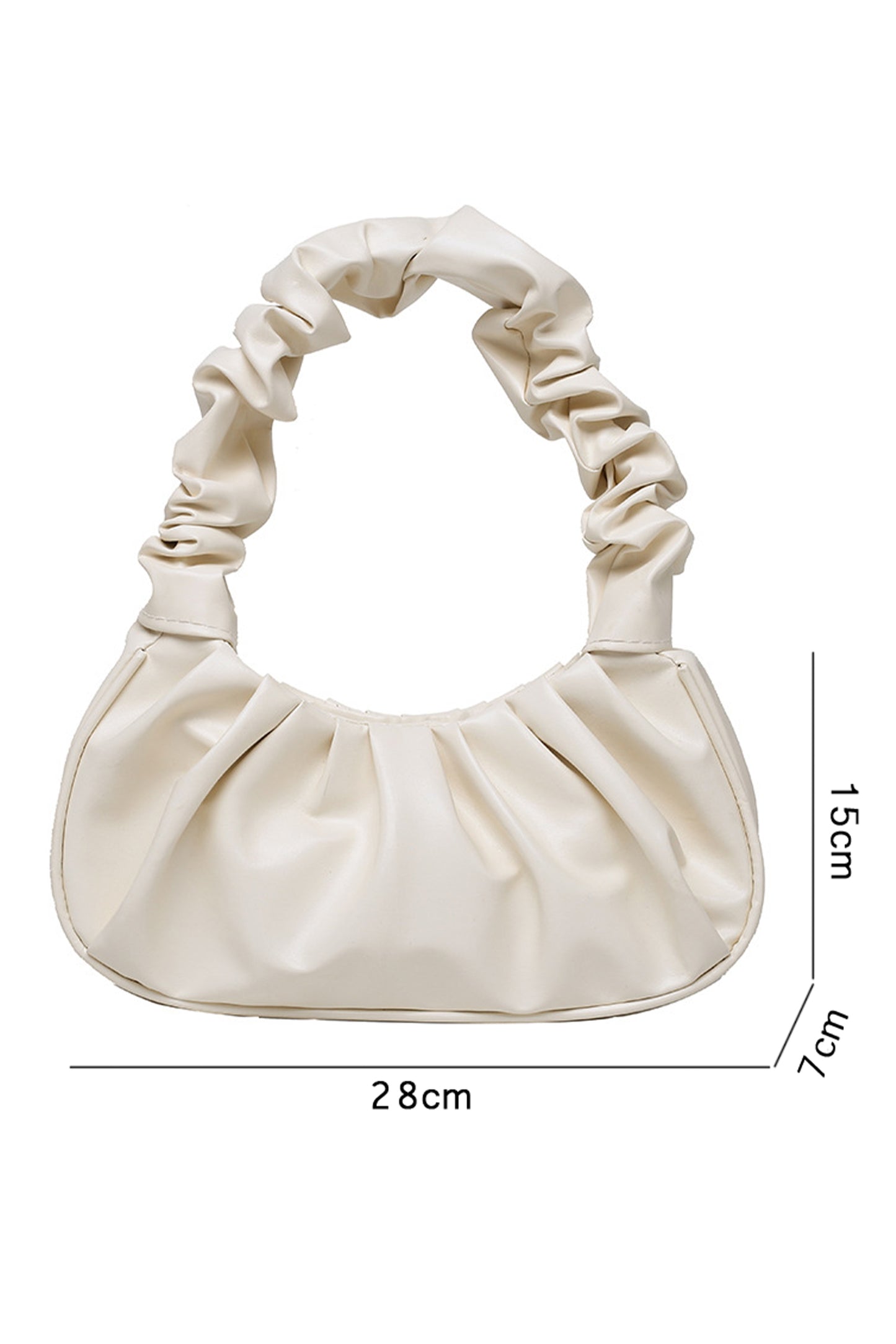 White Sleek PU Leather Pleated Dinner Hand Bag
