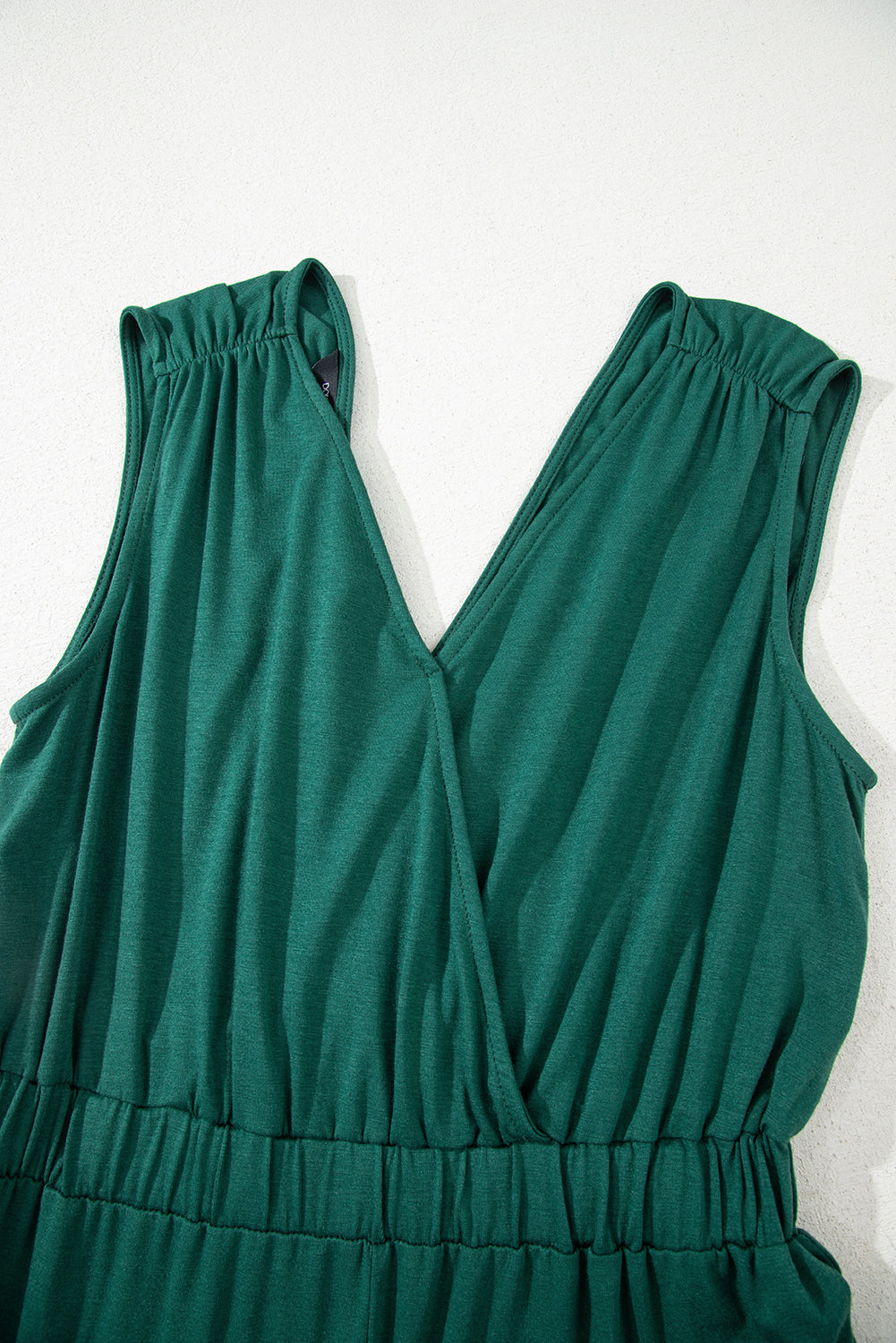 Blackish Green Deep V Pleated Crisscross Wide Leg Backless Jumpsuit-Bottoms/Jumpsuits & Rompers-[Adult]-[Female]-2022 Online Blue Zone Planet