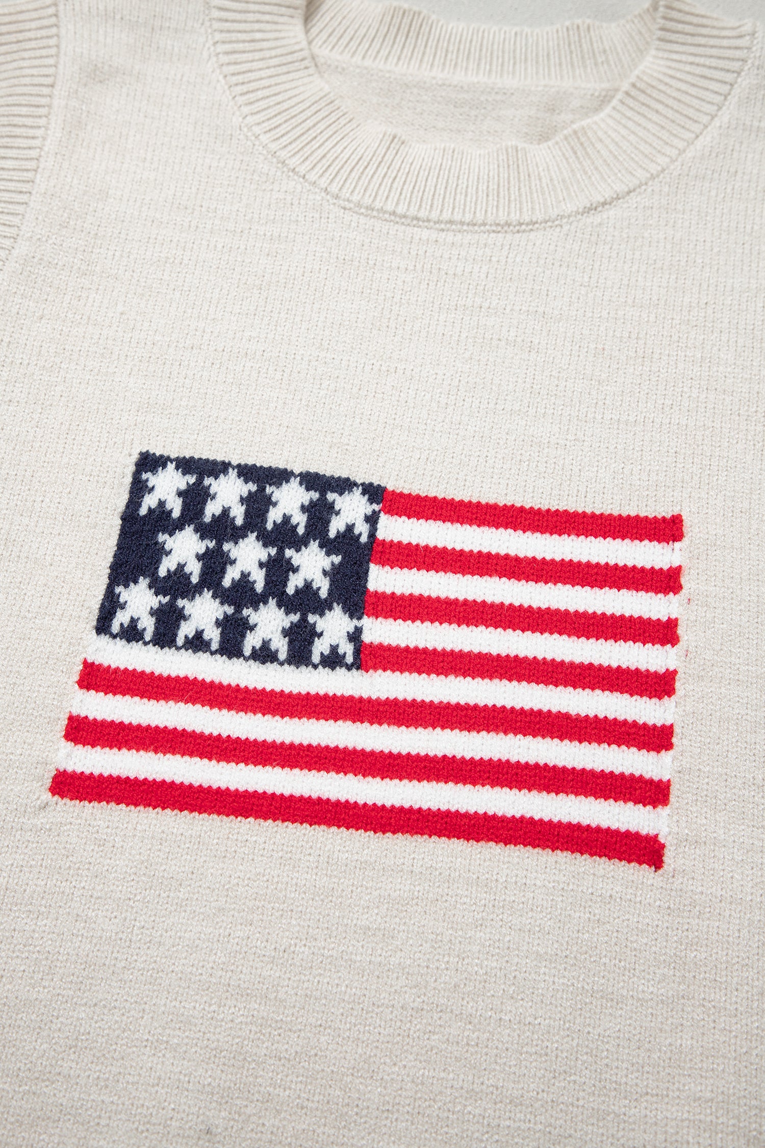 Parchment American Flag Sleeveless Sweater-TOPS / DRESSES-[Adult]-[Female]-2022 Online Blue Zone Planet