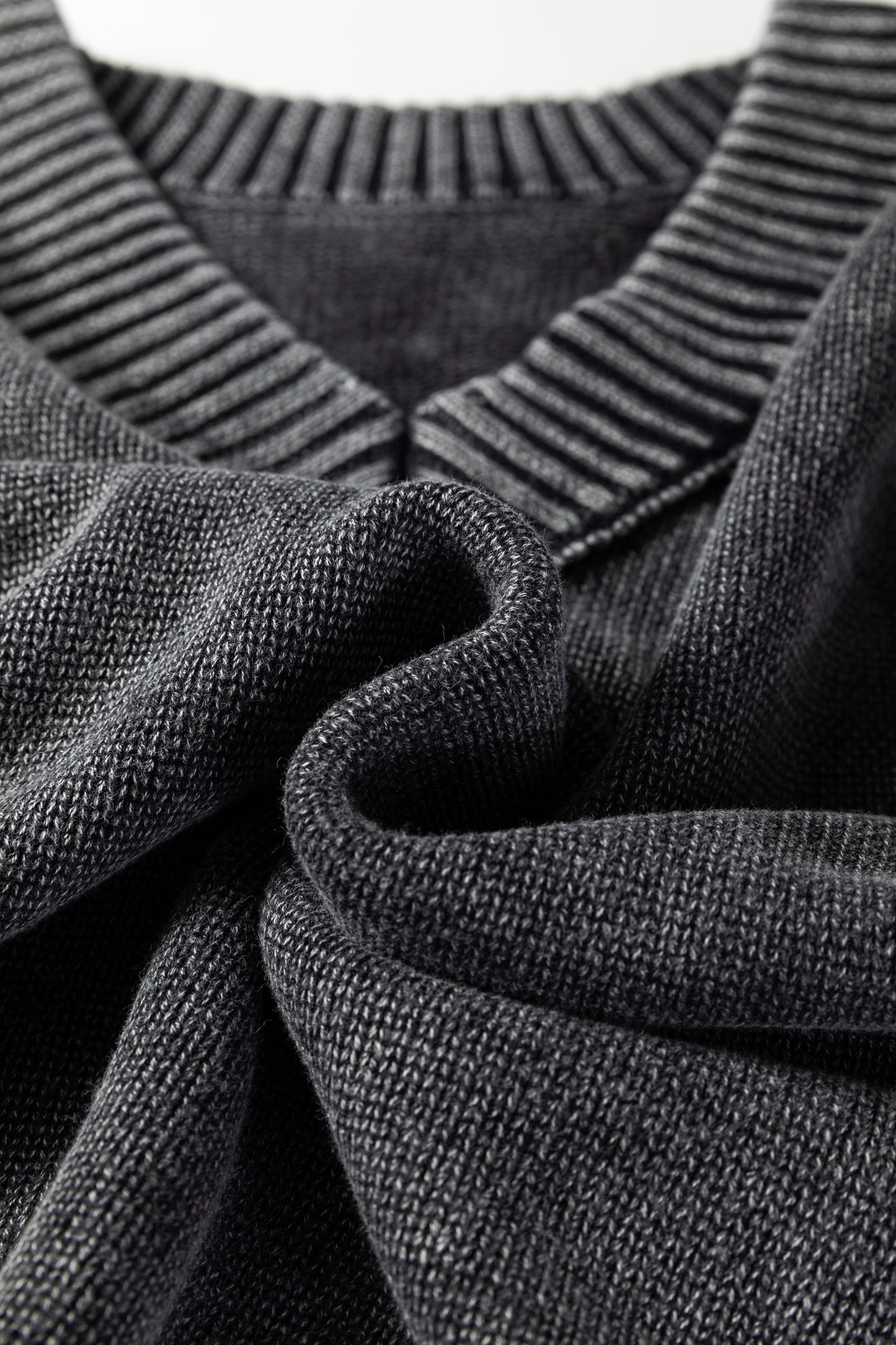 Black Mineral Wash V Neck Knit Exposed Seam Drop Shoulder Loose Sweater-TOPS / DRESSES-[Adult]-[Female]-2022 Online Blue Zone Planet