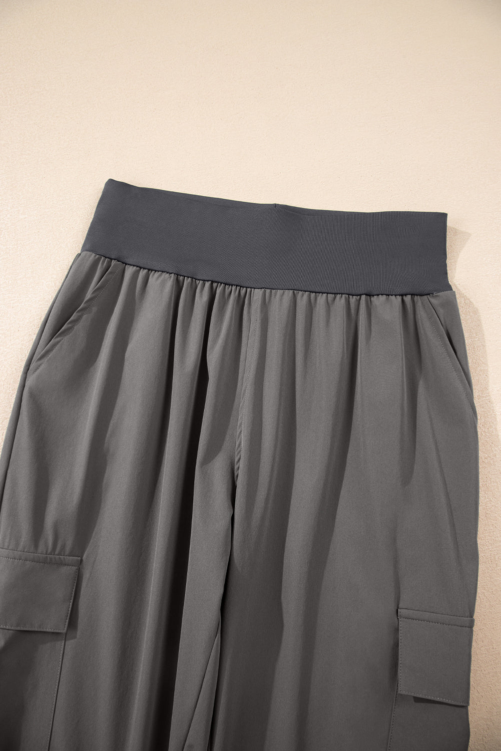 Medium Grey Elastic High Waist Pocketed Cargo Jogger Pants-Bottoms/Pants & Culotte-[Adult]-[Female]-2022 Online Blue Zone Planet