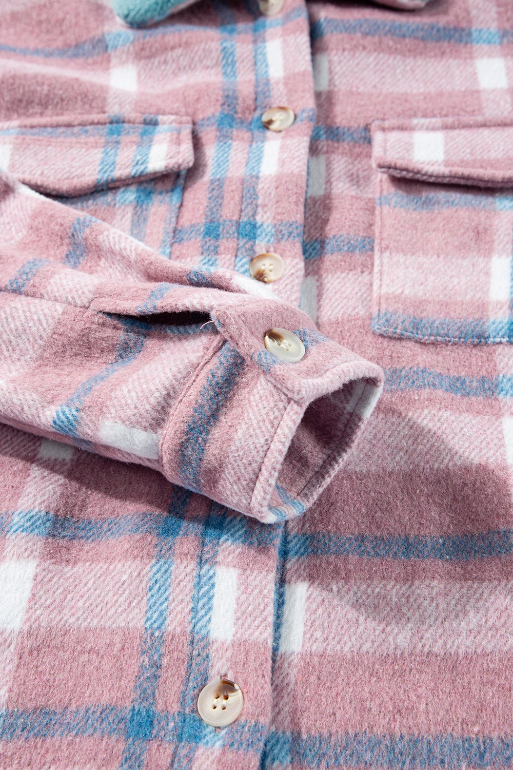 Plaid Collared Neck Flap Pockets Shacket-TOPS / DRESSES-[Adult]-[Female]-2022 Online Blue Zone Planet