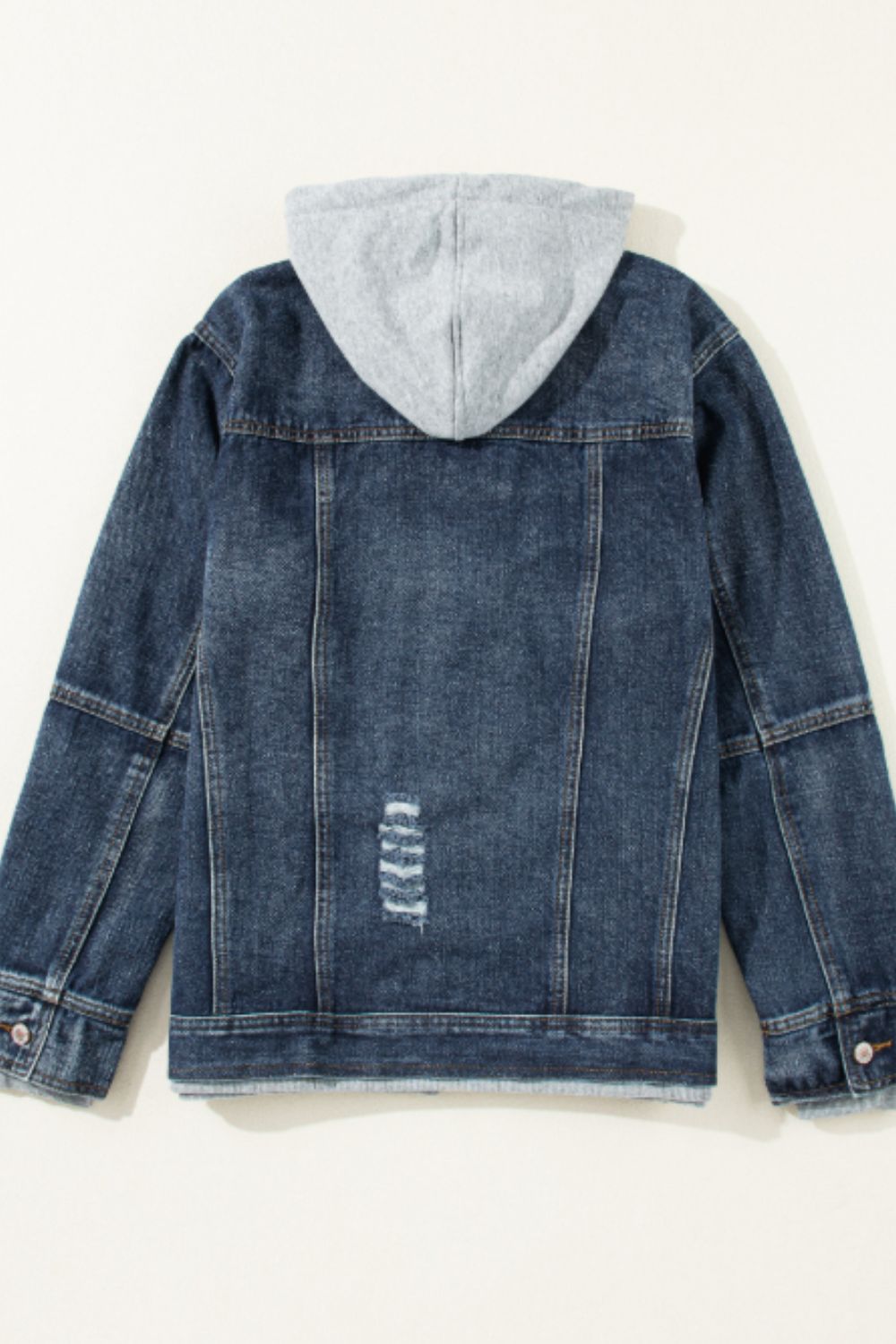 Fake Two-Piece Hooded Zip-Up Denim Jacket-TOPS / DRESSES-[Adult]-[Female]-2022 Online Blue Zone Planet