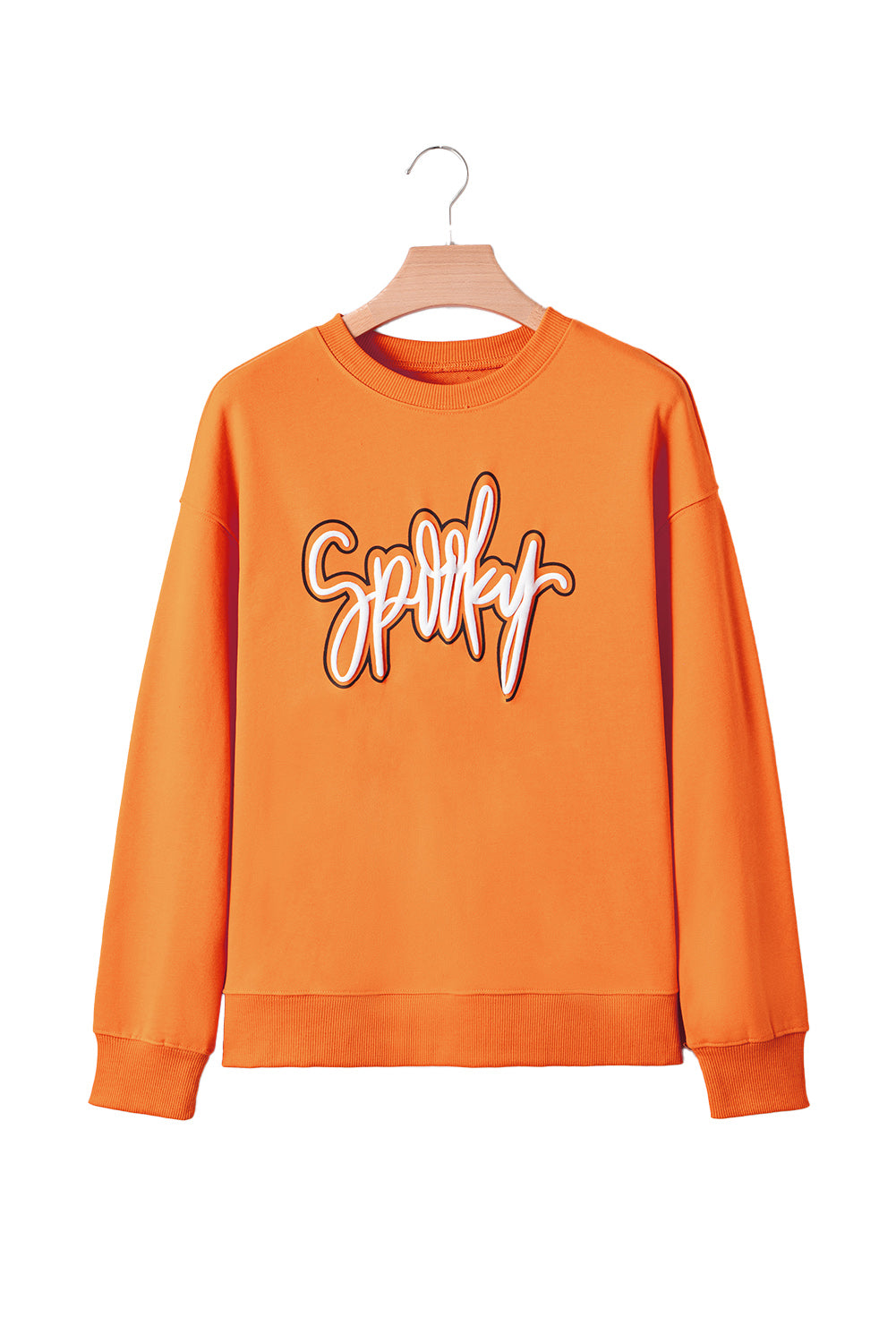 Grapefruit Orange Spooky Graphic Halloween Crew Neck Holiday Sweatshirt-Tops/Sweatshirts & Hoodies-[Adult]-[Female]-2022 Online Blue Zone Planet