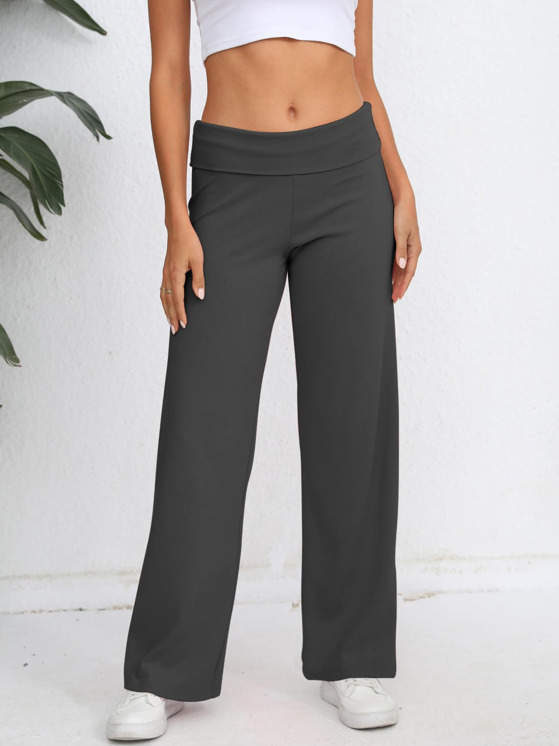 Elastic Waist Wide Leg Pants-BOTTOMS SIZES SMALL MEDIUM LARGE-[Adult]-[Female]-2022 Online Blue Zone Planet