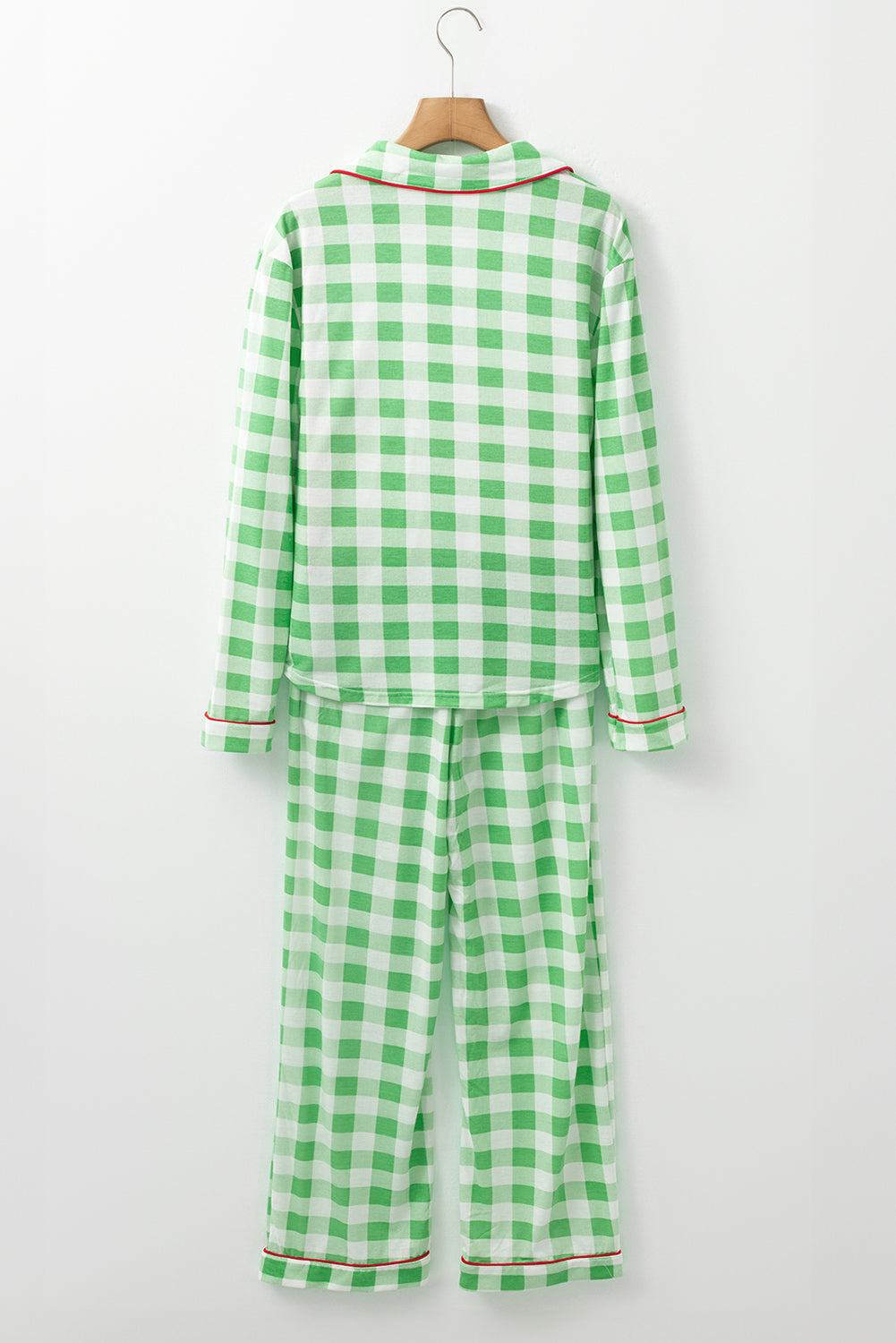 Blue Zone Planet | Light Green Christmas Plaid Print Shirt and Pants Pajama Set-TOPS / DRESSES-[Adult]-[Female]-2022 Online Blue Zone Planet