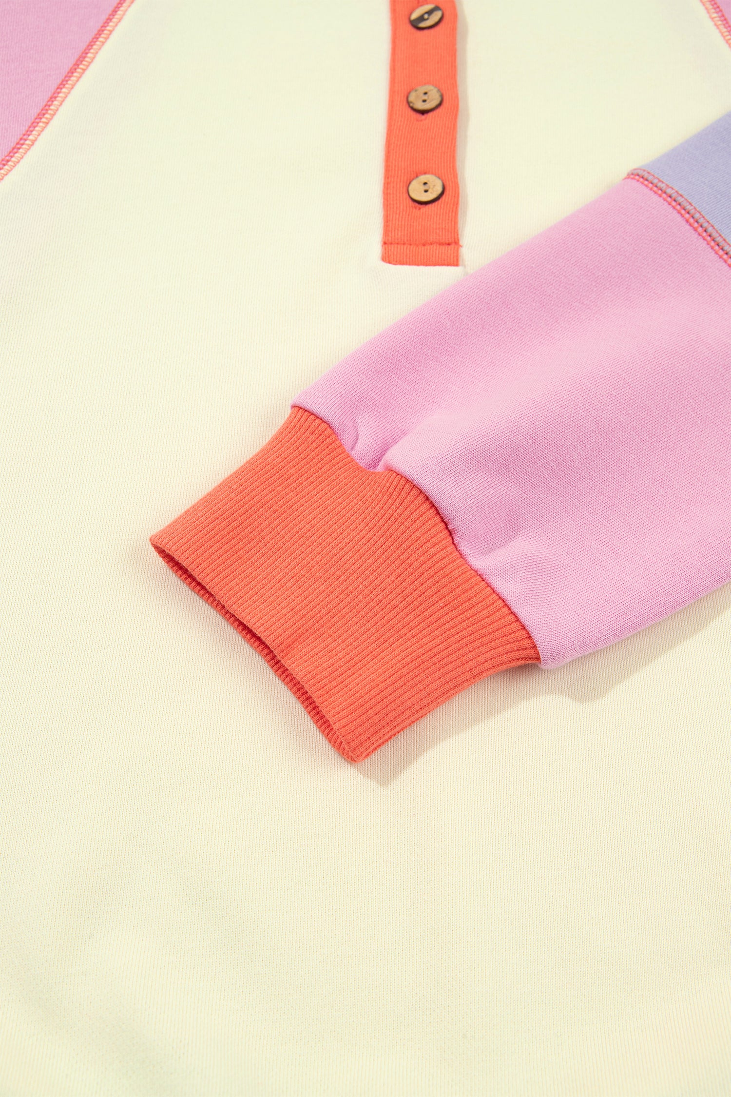 Multicolour Exposed Seam Colorblock Patchwork Pullover Long Sleeve Top-Tops/Long Sleeve Tops-[Adult]-[Female]-2022 Online Blue Zone Planet