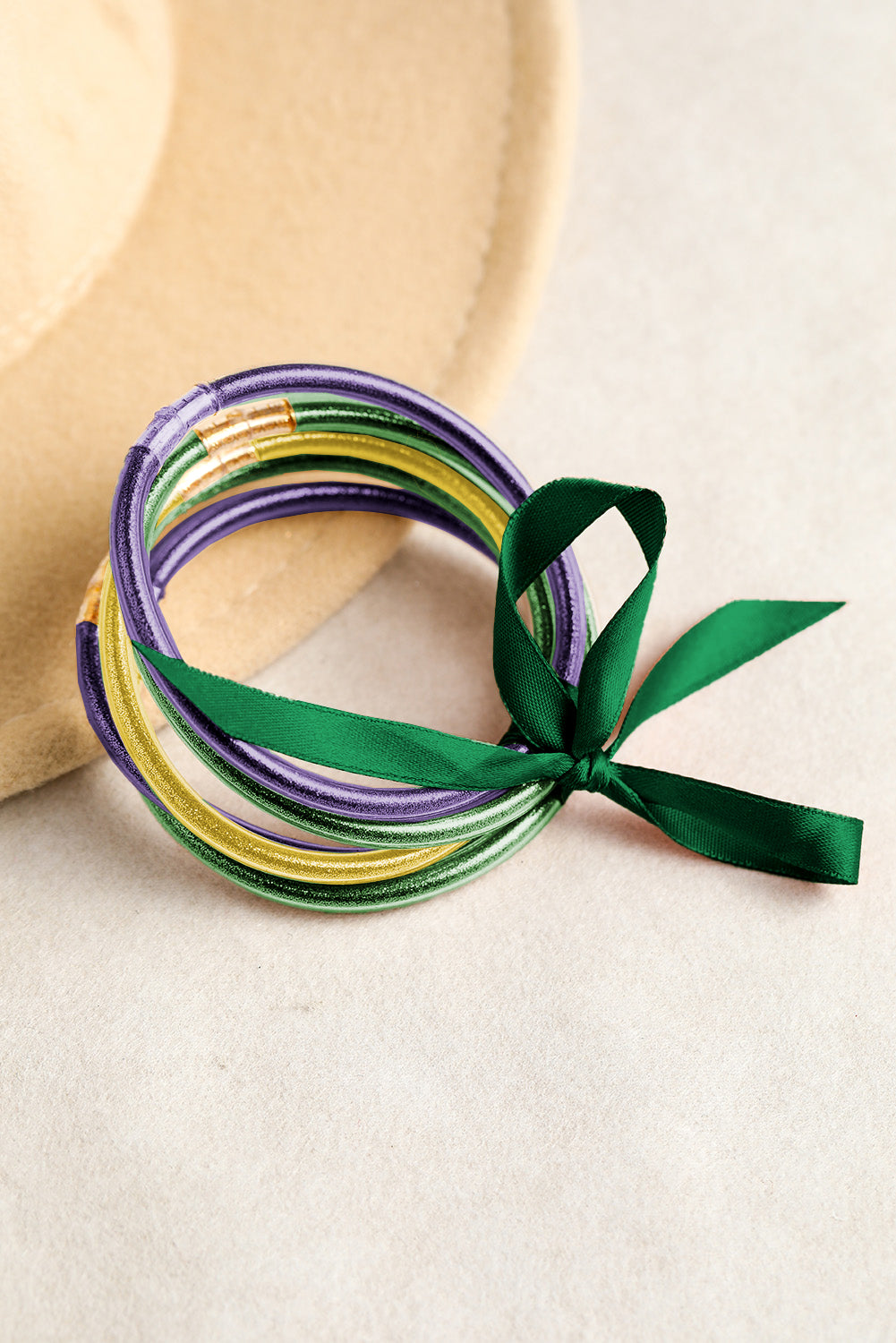 Green 5Pcs Glitter Jelly Bow Knot Ribbon Bracelet Set-Accessories/Jewelry-[Adult]-[Female]-2022 Online Blue Zone Planet