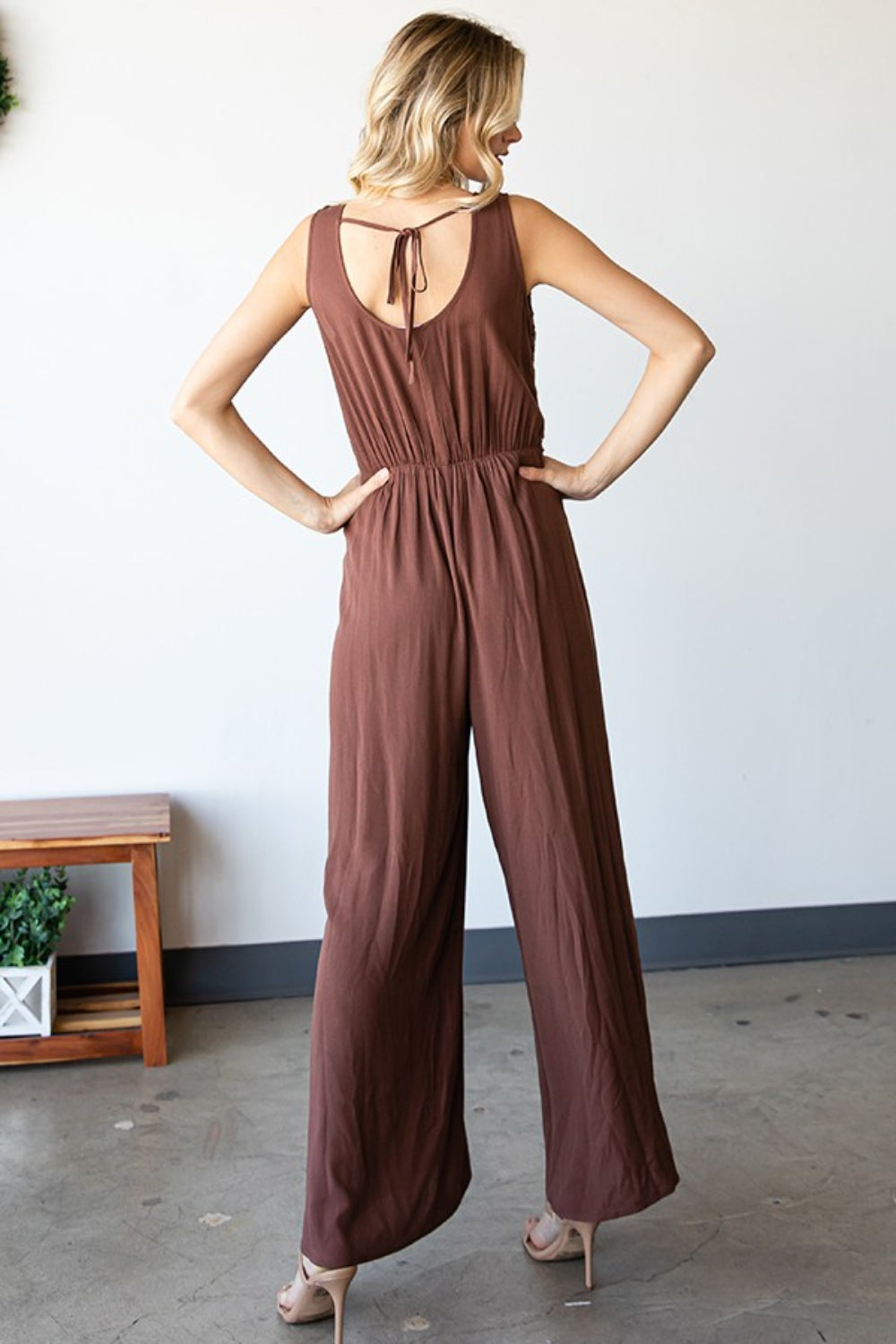 First Love Tie Back Sleeveless Slit Wide Leg Jumpsuit-TOPS / DRESSES-[Adult]-[Female]-2022 Online Blue Zone Planet