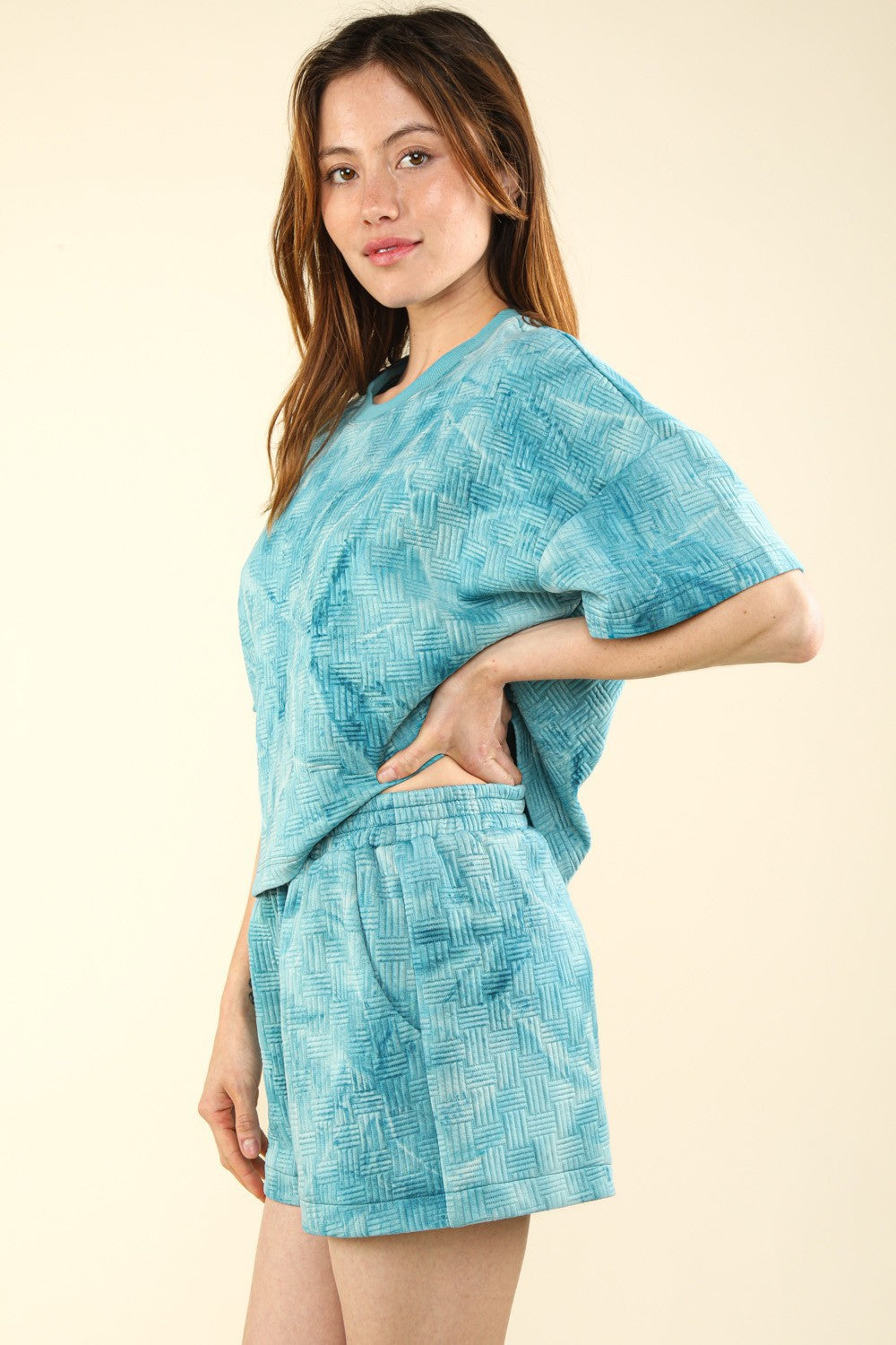 VERY J Quilted Washed Crop Top and Shorts Set-TOPS / DRESSES-[Adult]-[Female]-2022 Online Blue Zone Planet