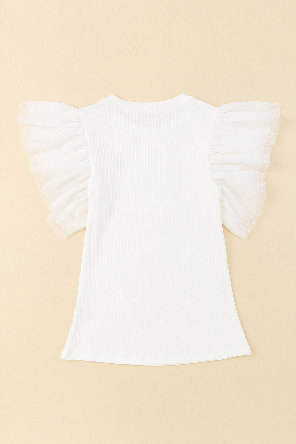 Ruffled Round Neck Cap Sleeve Blouse-TOPS / DRESSES-[Adult]-[Female]-2022 Online Blue Zone Planet