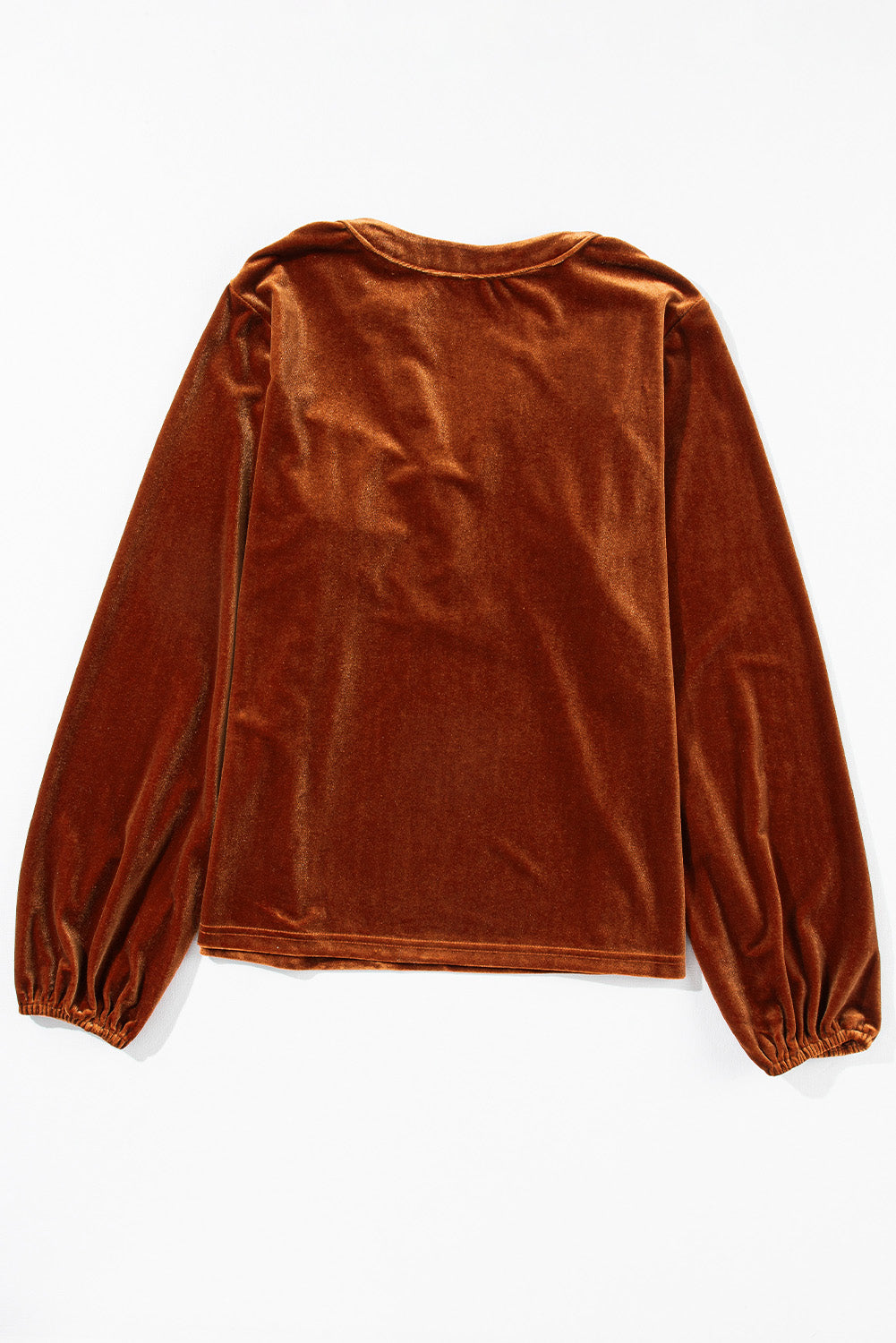 Gold Flame Lantern Sleeve Beaded Split V Neck Velvet Top-Tops/Blouses & Shirts-[Adult]-[Female]-2022 Online Blue Zone Planet