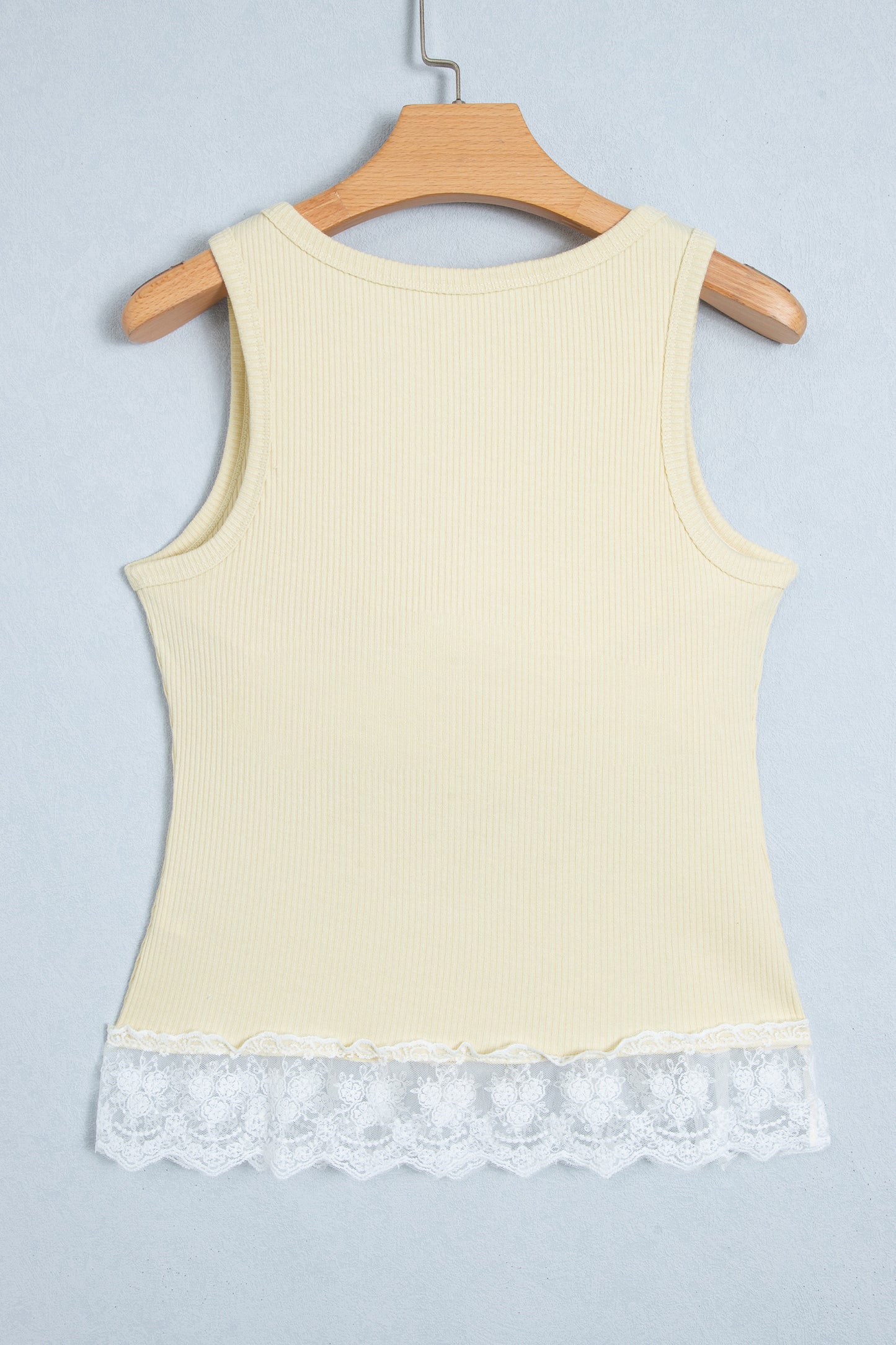 Beige Ribbed Knit Sweet Lace Hem Vest-Tops/Tank Tops-[Adult]-[Female]-2022 Online Blue Zone Planet