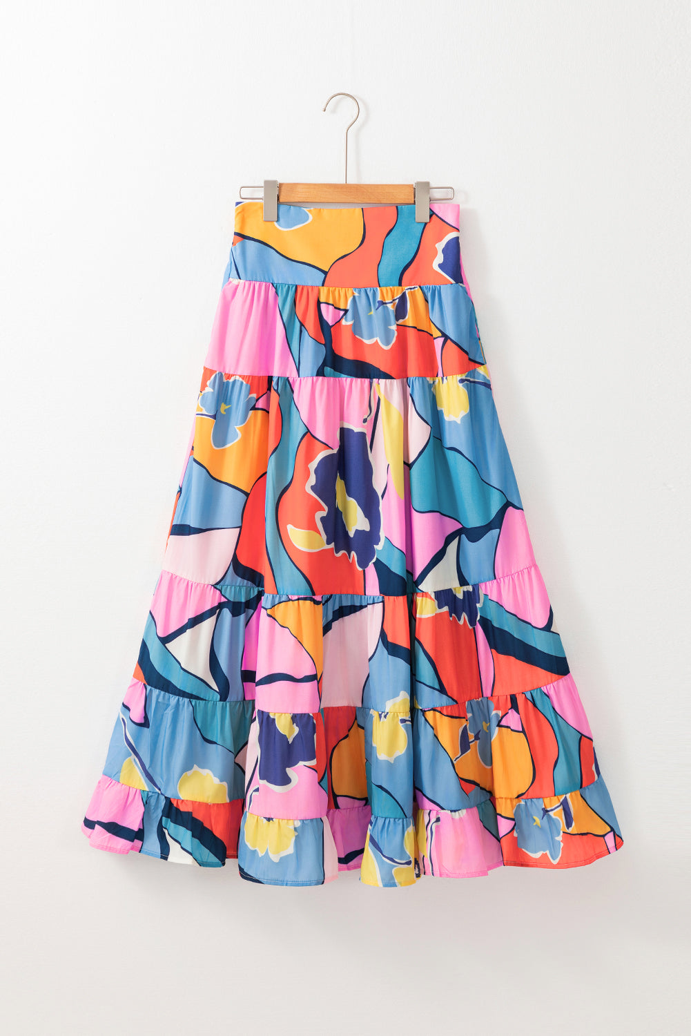 Pink Printed Pocketed High Waist Maxi Skirt-Bottoms/Skirts & Petticoat-[Adult]-[Female]-2022 Online Blue Zone Planet