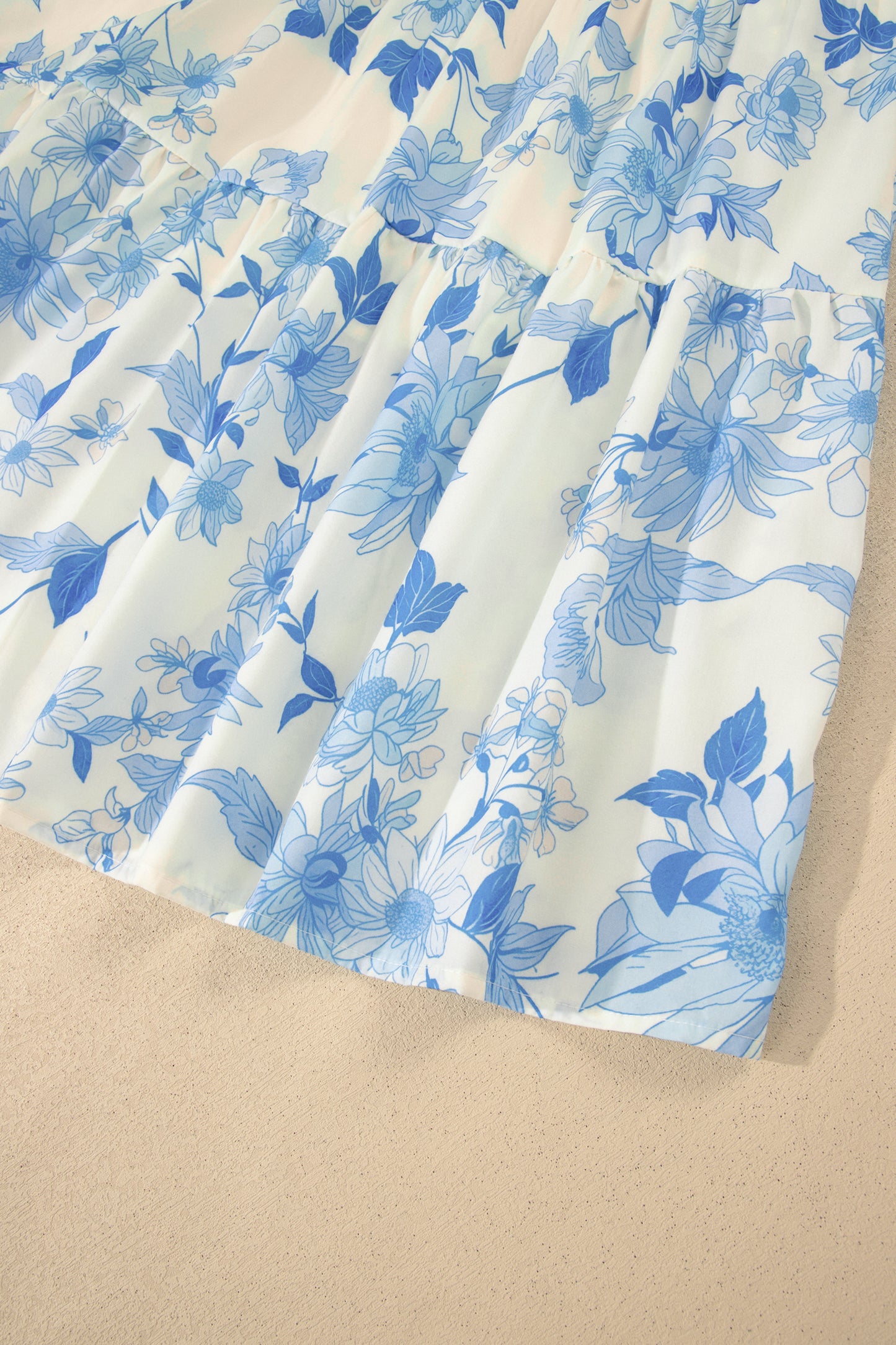 Sky Blue Ruffled Straps Smocked High Waist Floral Maxi Dress-TOPS / DRESSES-[Adult]-[Female]-2022 Online Blue Zone Planet