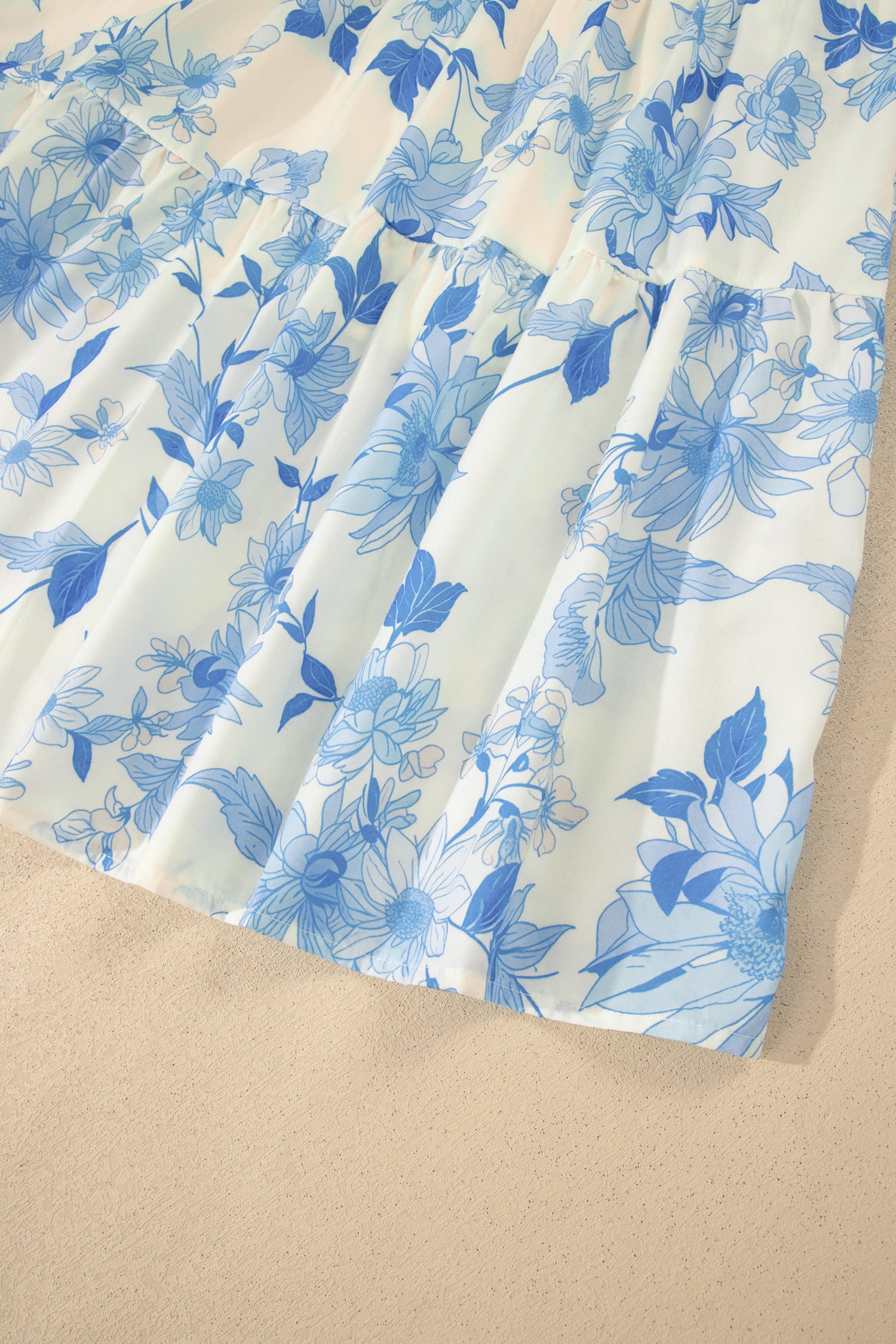 Sky Blue Ruffled Straps Smocked High Waist Floral Maxi Dress-TOPS / DRESSES-[Adult]-[Female]-2022 Online Blue Zone Planet