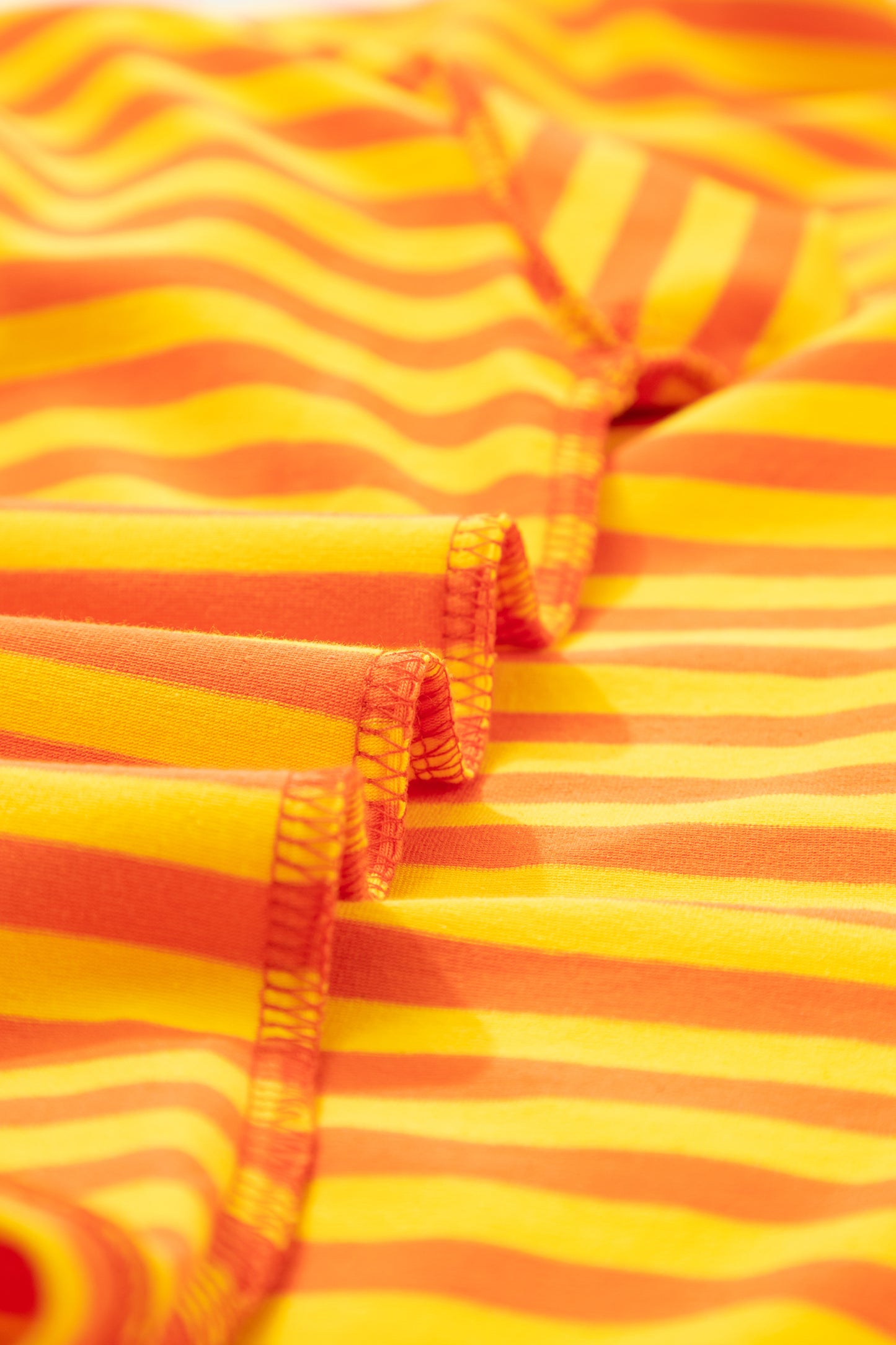 Orange Stripe Contrast Crew Neck Drop Shoulder Loose Tee-Tops/Tops & Tees-[Adult]-[Female]-2022 Online Blue Zone Planet