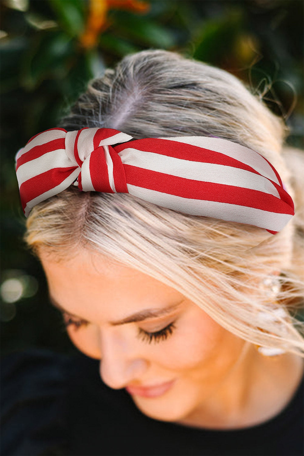 Blue Zone Planet | Fiery Red Stripe Knotted Wide Headband-Hairband-[Adult]-[Female]-Fiery Red-ONE SIZE-2022 Online Blue Zone Planet