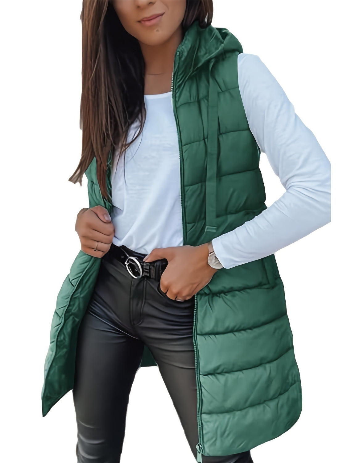 Plus Size Zip Up Hooded Vest Coat-TOPS / DRESSES-[Adult]-[Female]-2022 Online Blue Zone Planet