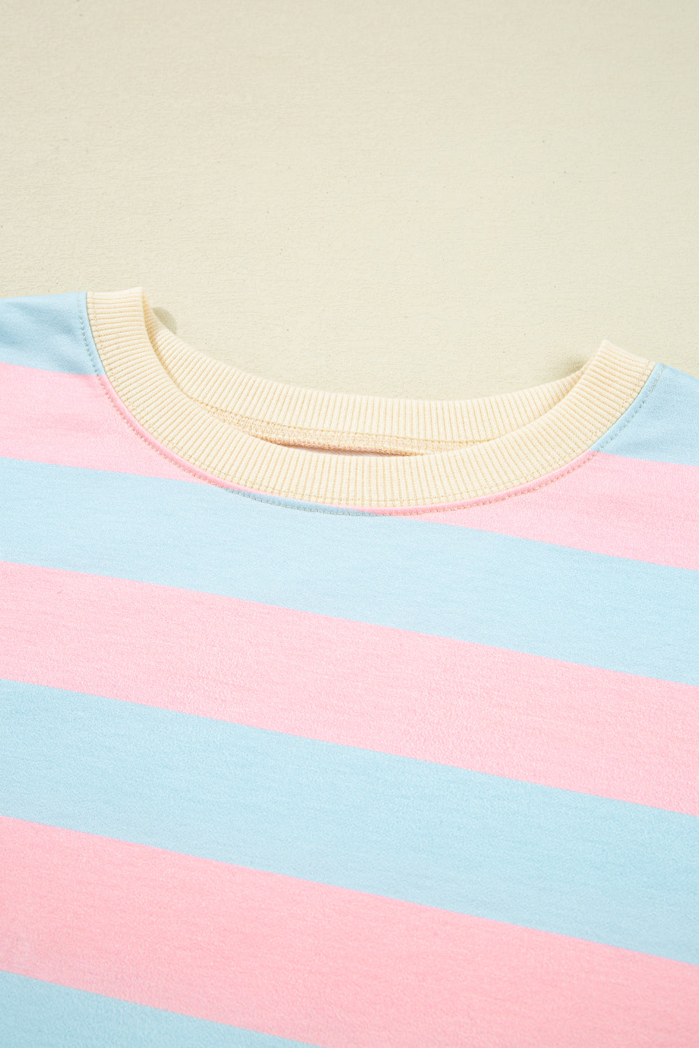 Sky Blue Stripe Drop Shoulder Crewneck Plus Size Sweatshirt-Plus Size/Plus Size Sweatshirts & Hoodies-[Adult]-[Female]-2022 Online Blue Zone Planet
