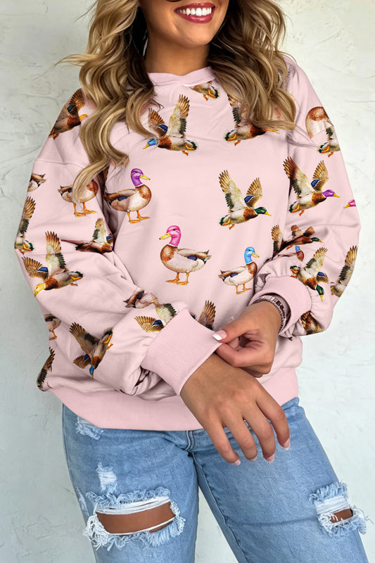 Multicolour Western Print Drop Shoulder Long Sleeve Sweatshirt-Tops / Dresses-[Adult]-[Female]-Multicolour-S-2022 Online Blue Zone Planet