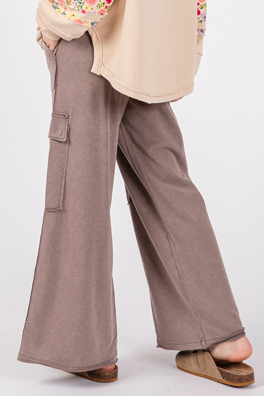 SAGE + FIG Knit Terry Mineral Wash Wide Leg Pants-TOPS / DRESSES-[Adult]-[Female]-2022 Online Blue Zone Planet