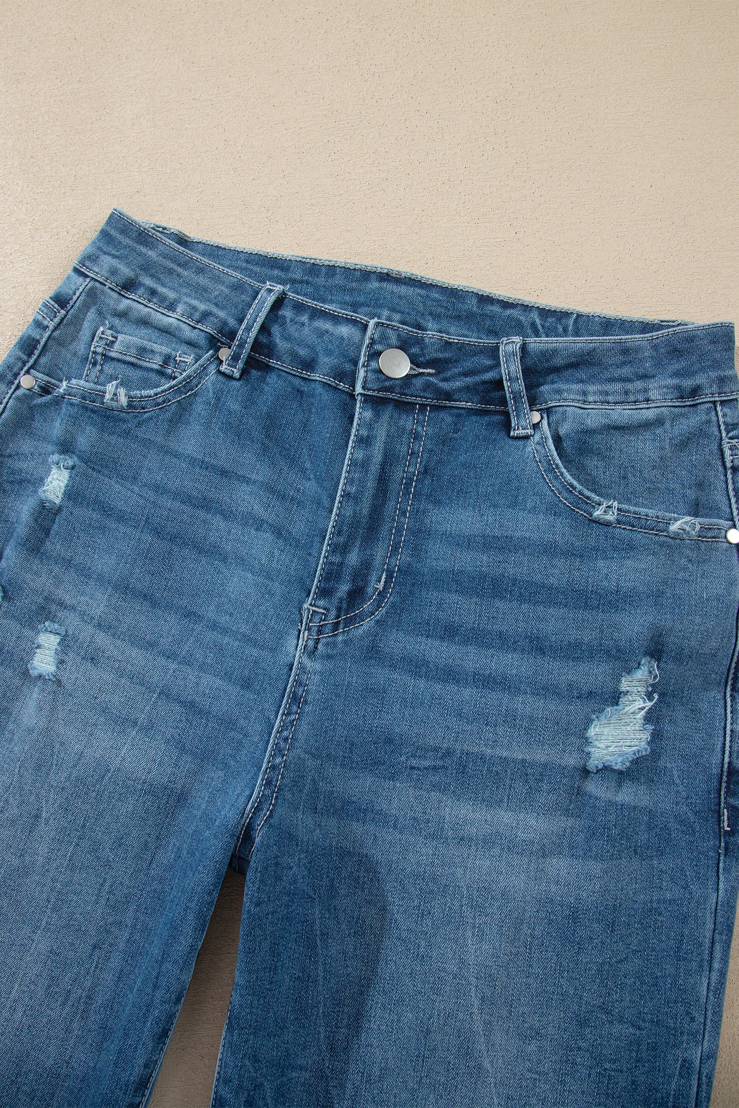 Ashleigh Blue High Waist Frayed Hem Flare Jeans-Bottoms/Jeans-[Adult]-[Female]-2022 Online Blue Zone Planet