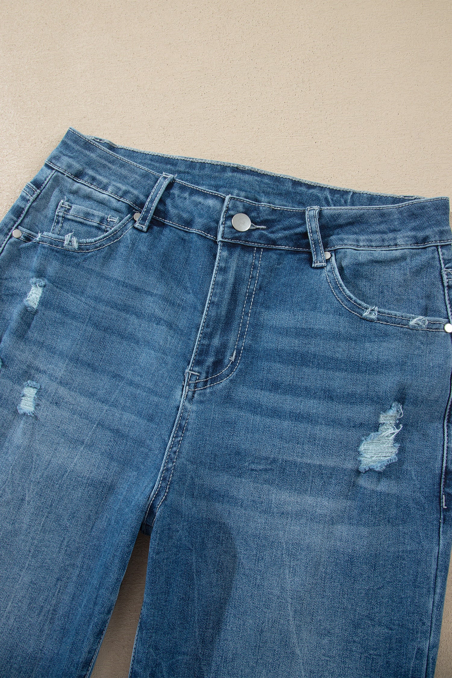 Ashleigh Blue High Waist Frayed Hem Flare Jeans-Bottoms/Jeans-[Adult]-[Female]-2022 Online Blue Zone Planet