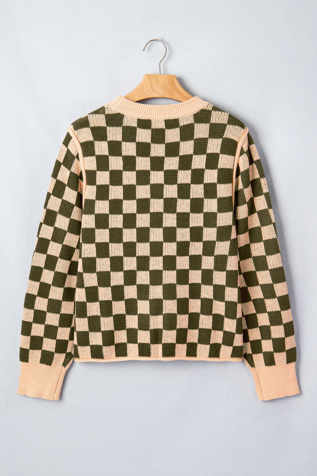 Multicolour Drop Shoulder Plaid Knit Long Sleeve Sweater-Sweaters & Cardigans/Sweaters-[Adult]-[Female]-2022 Online Blue Zone Planet