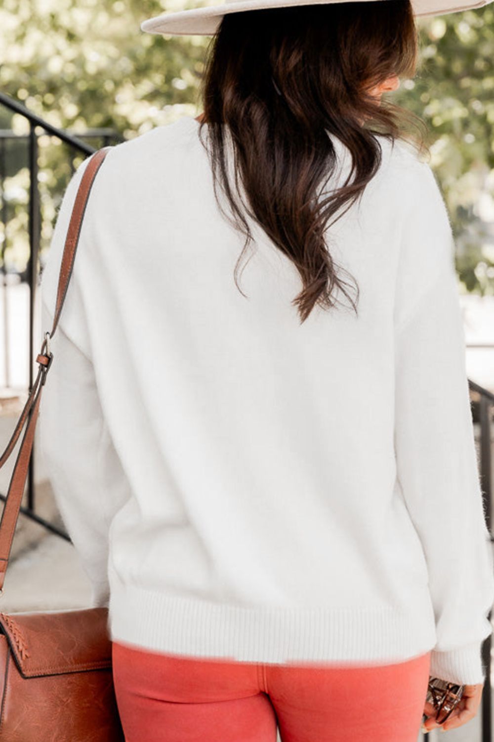 THANKFUL Round Neck Drop Shoulder Sweater-TOPS / DRESSES-[Adult]-[Female]-2022 Online Blue Zone Planet