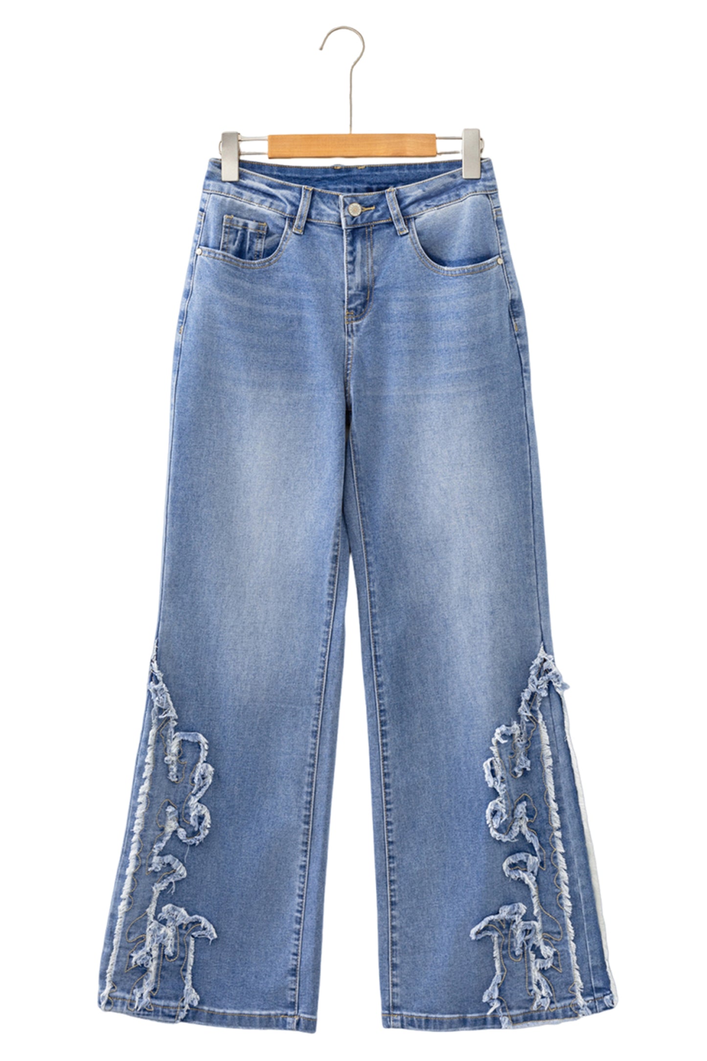 Ashleigh Blue Embroidered Western Print Flare Leg Full Length Jeans-Bottoms/Jeans-[Adult]-[Female]-2022 Online Blue Zone Planet